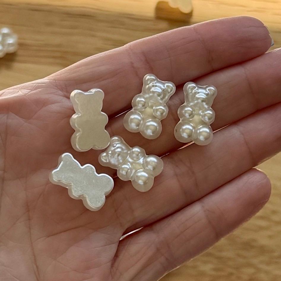Pearl Acrylic Gummy Bear Beads, Side Hole, 19mm, Hole: 1.6mm, 50 pcs