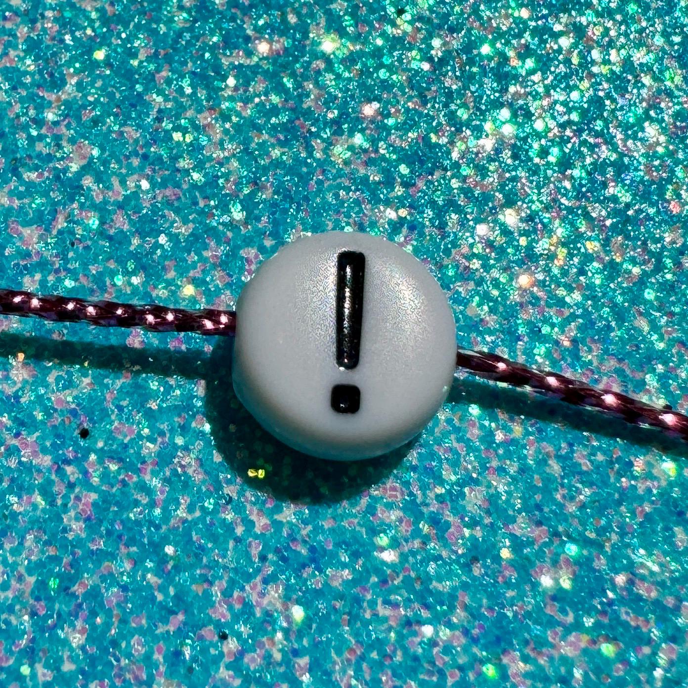 100 White Acrylic Exclamation Point Beads: 7mm DIY Jewelry