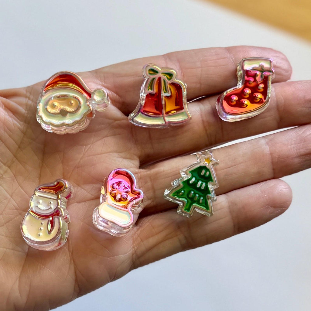 Christmas Beads! Horizontal Hole, Chunky UV Plated with Enamel, 1 pc, Hole: 3.5mm, 22mm