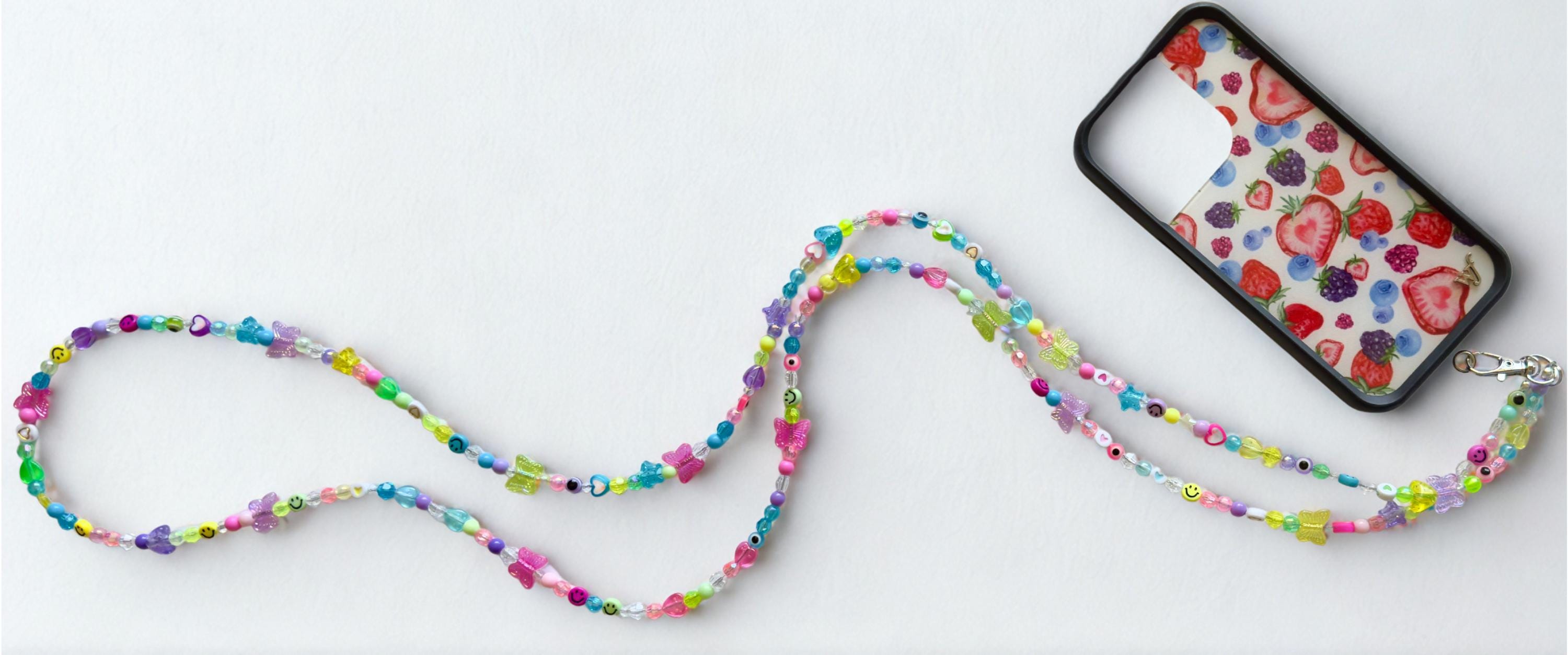 Custom Beaded Phone Strap: Y2K Kandi Kidcore Crossbody, 27"