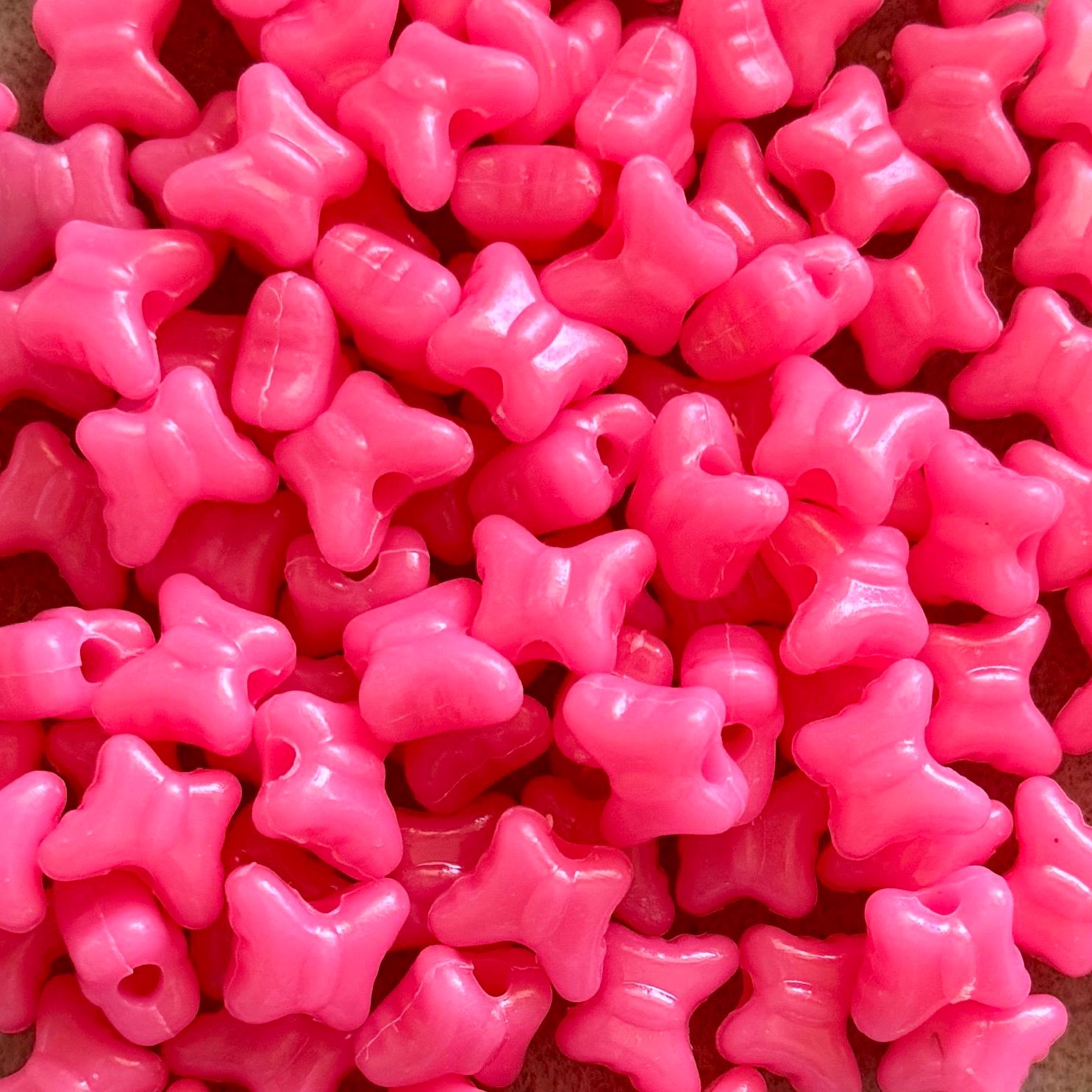 Bright Pink Butterfly Beads, 100 pcs, 10mm, Hole: 3mm