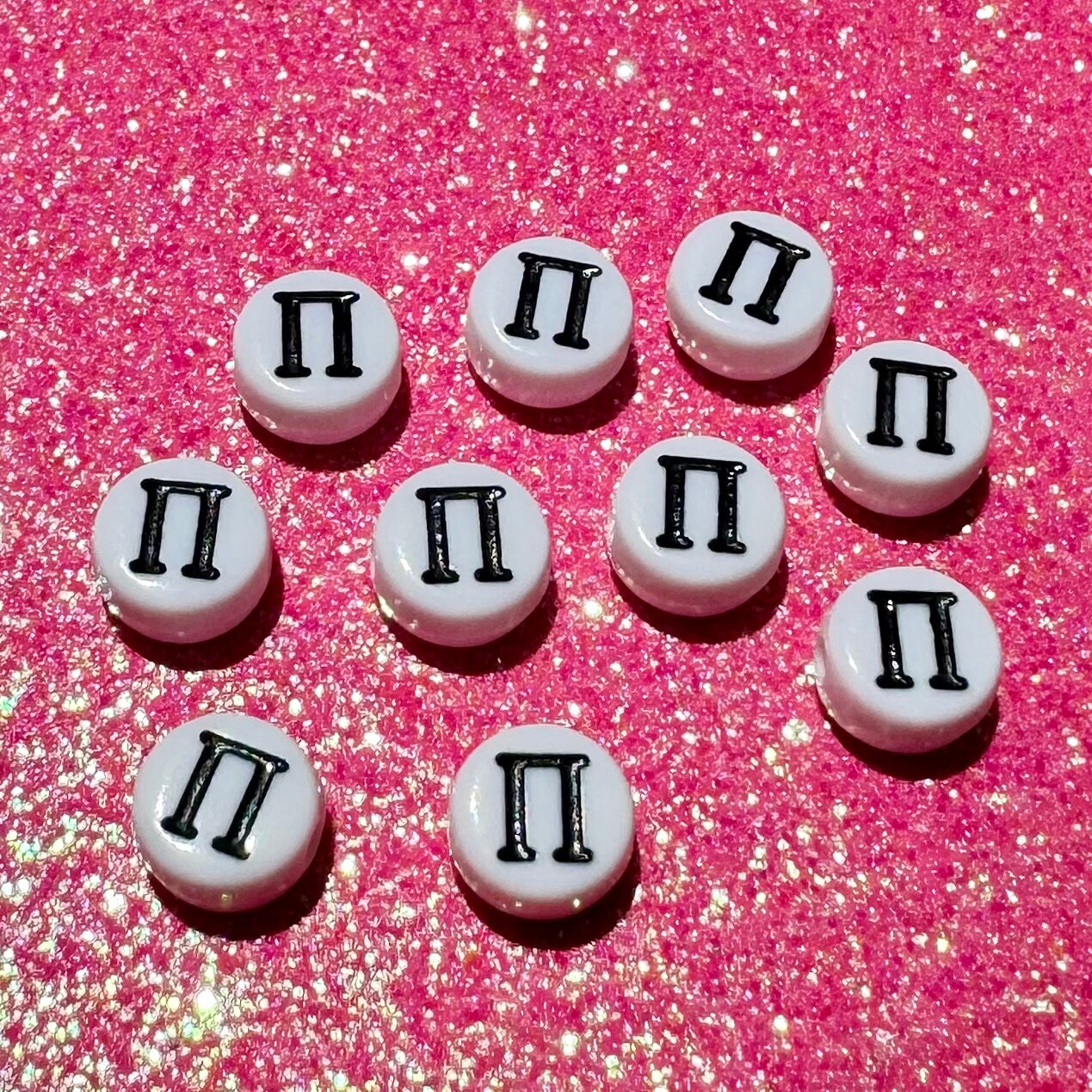Pi - Greek Letter Beads, DIY Sorority Fraternity Friendship Bracelets (7mm) (100 pc)