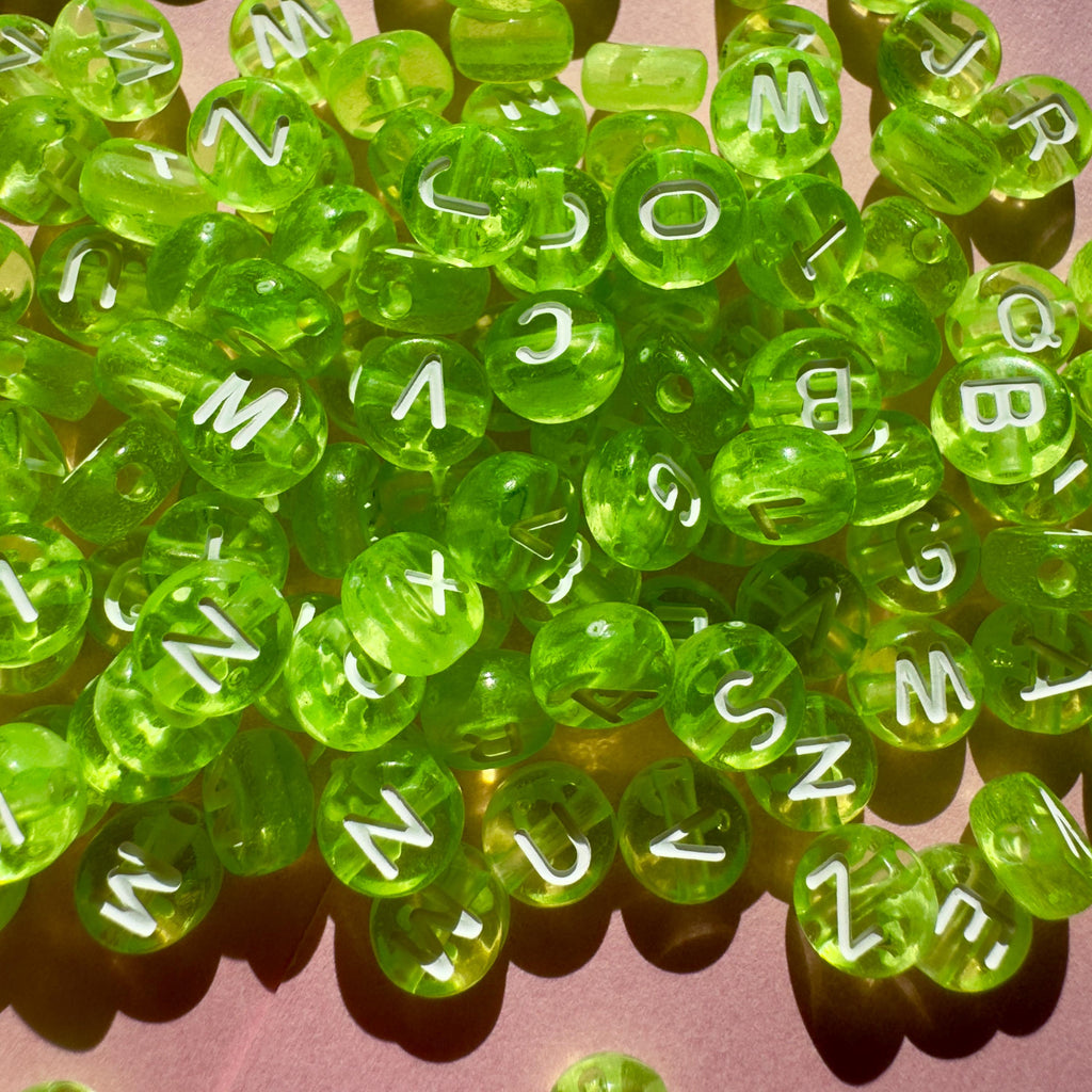 Alphabet Bead Kit (2600 pc): Translucent Green Acrylic Beads for Kandi + DIY Crafts