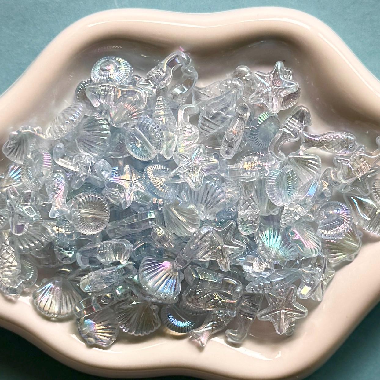 Marine Life Beads, 100 pcs, Acrylic, Hole: 1.5mm