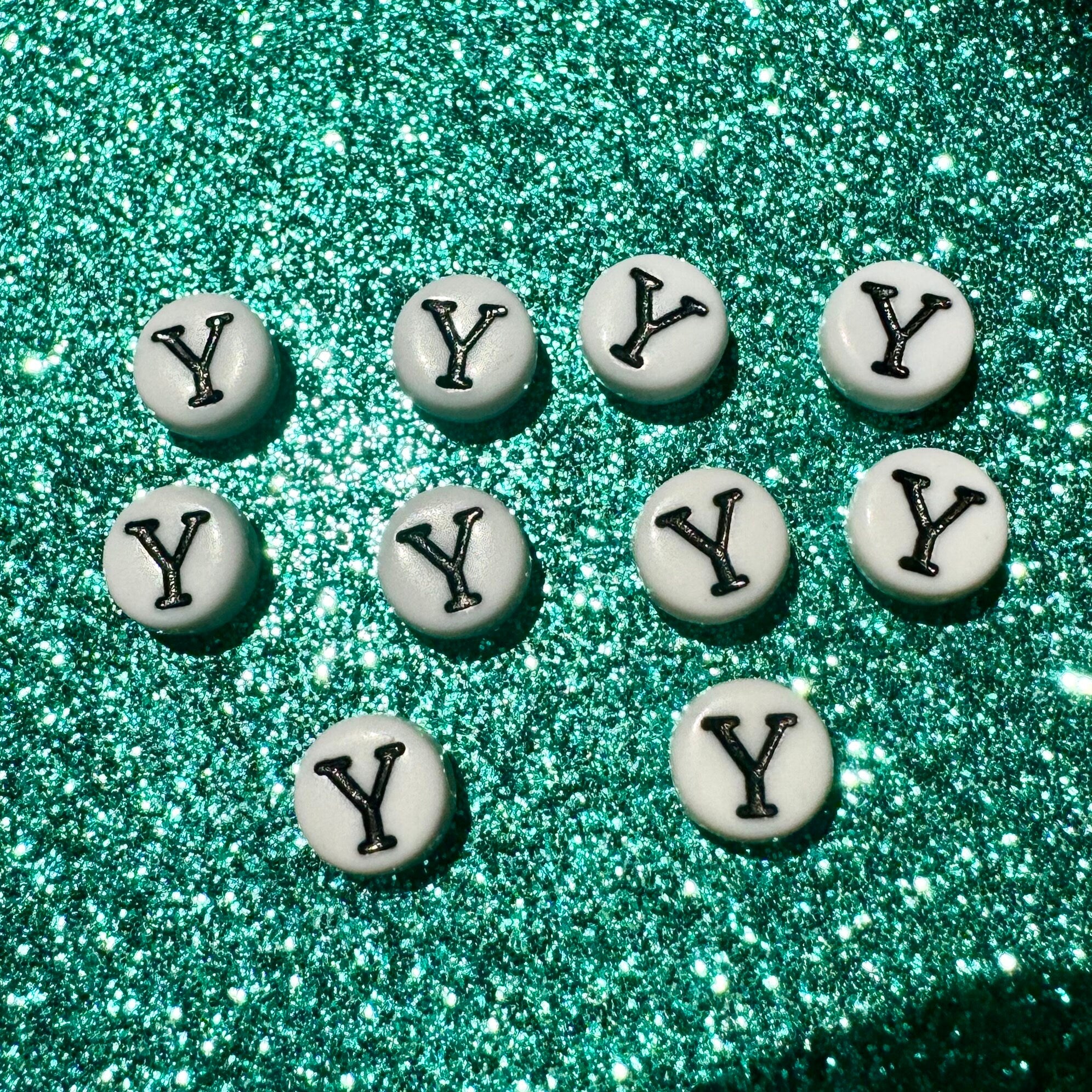 100 Greek Letter Upsilon Beads: DIY Sorority Bracelet Accessories (7mm)