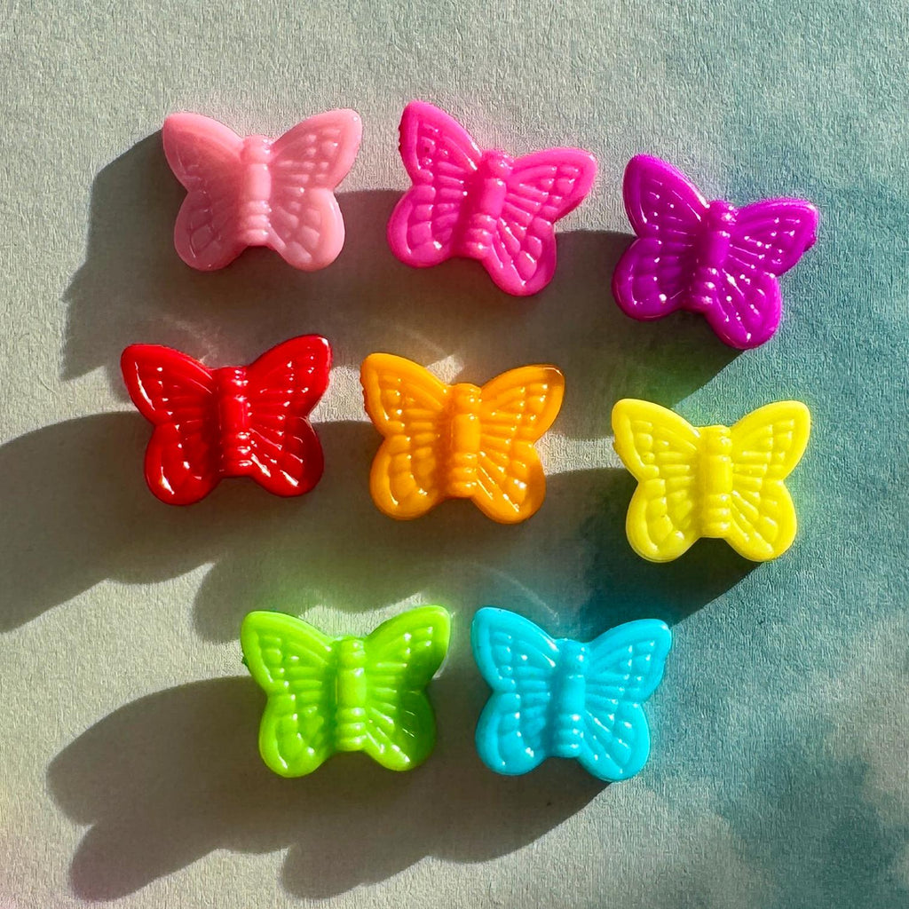 Bright Butterfly Beads, Acrylic, Mixed Colors, 11mm, Pack of 100 Pieces