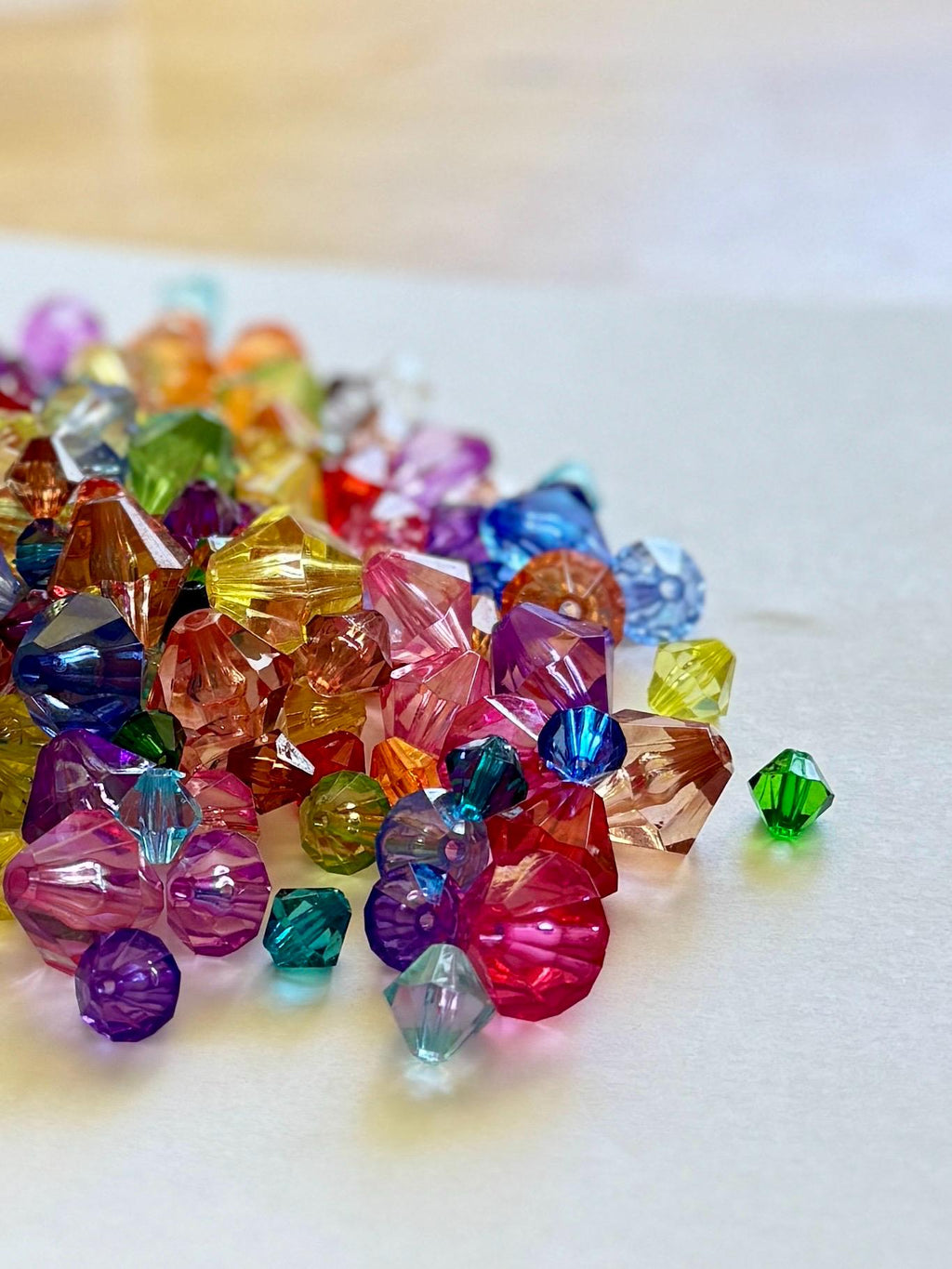 50g Acrylic Bicone Beads Lot, DIY Jewelry Supplies (10-18mm)