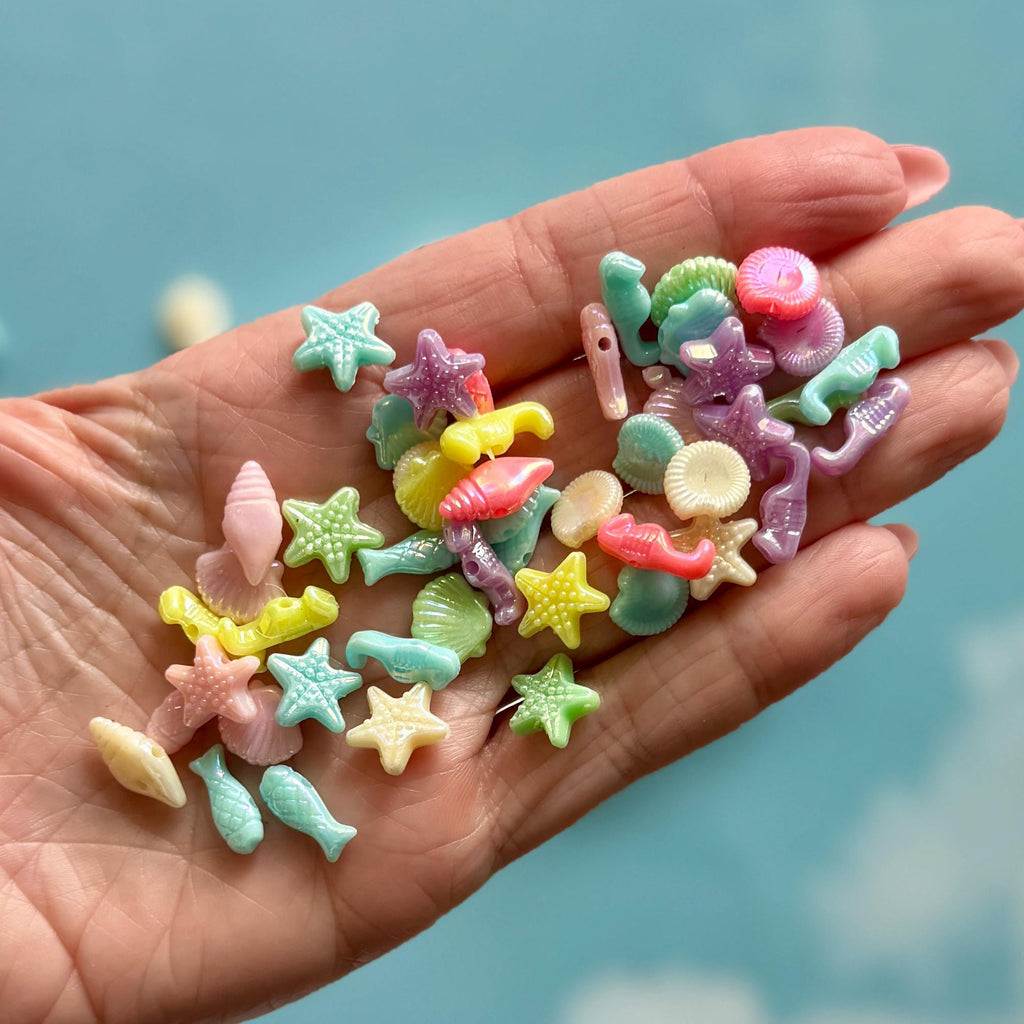Marine Life Beads, 100 pcs, Acrylic, Hole: 1.5mm