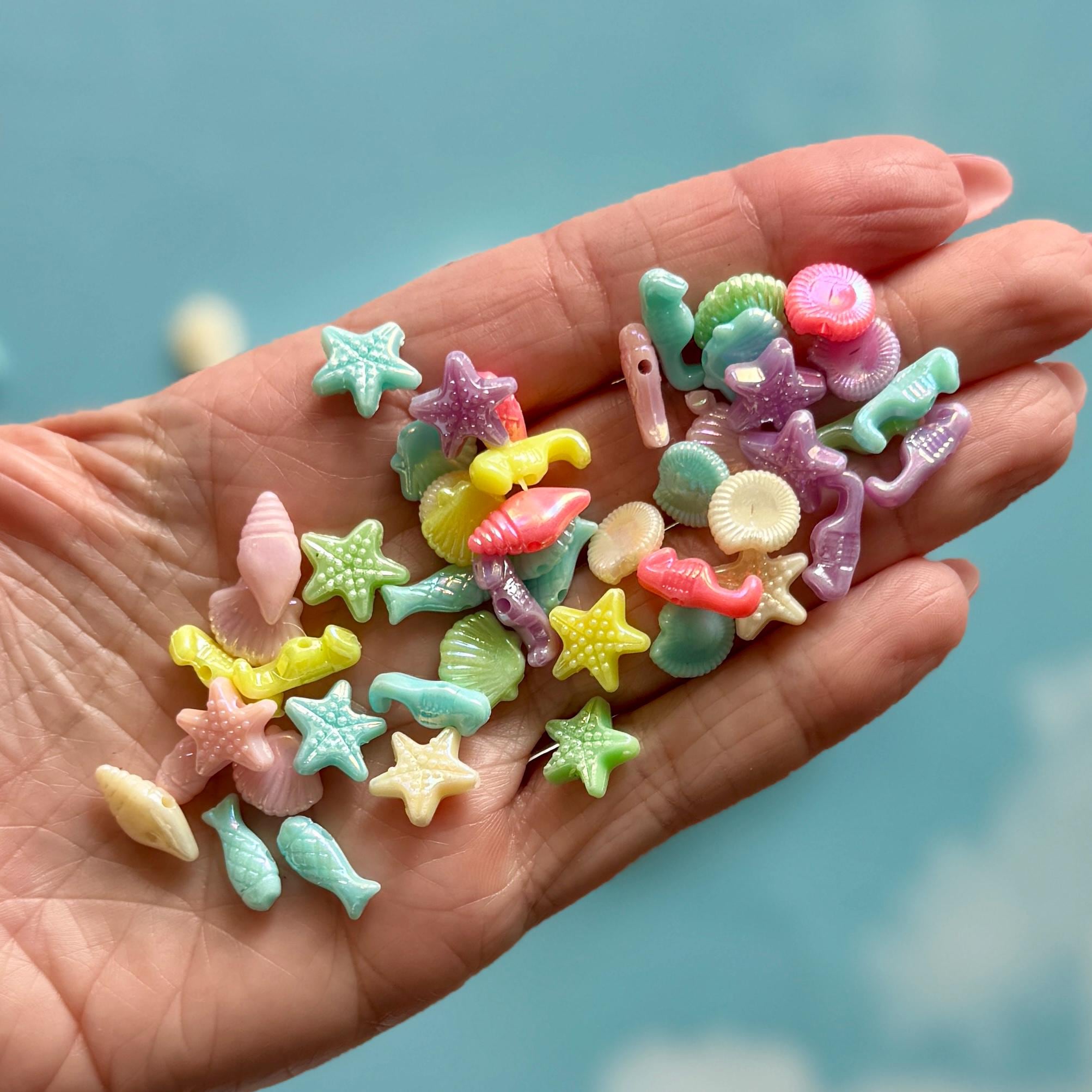 Marine Life Beads, 100 pcs, Acrylic, Hole: 1.5mm