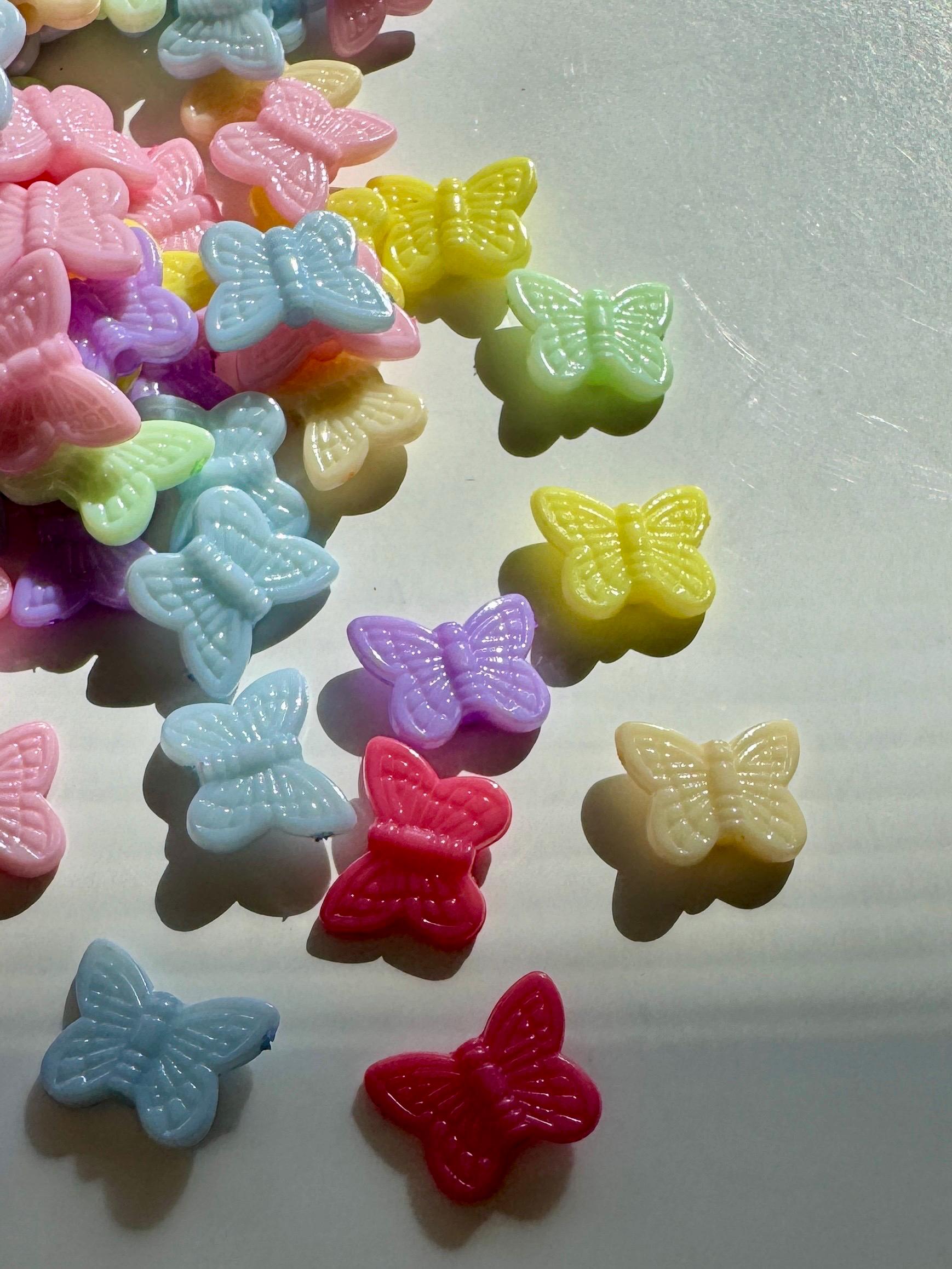Pastel Acrylic Butterfly Beads, Y2K Kawaii Jewelry, 11mm (100 Pieces)