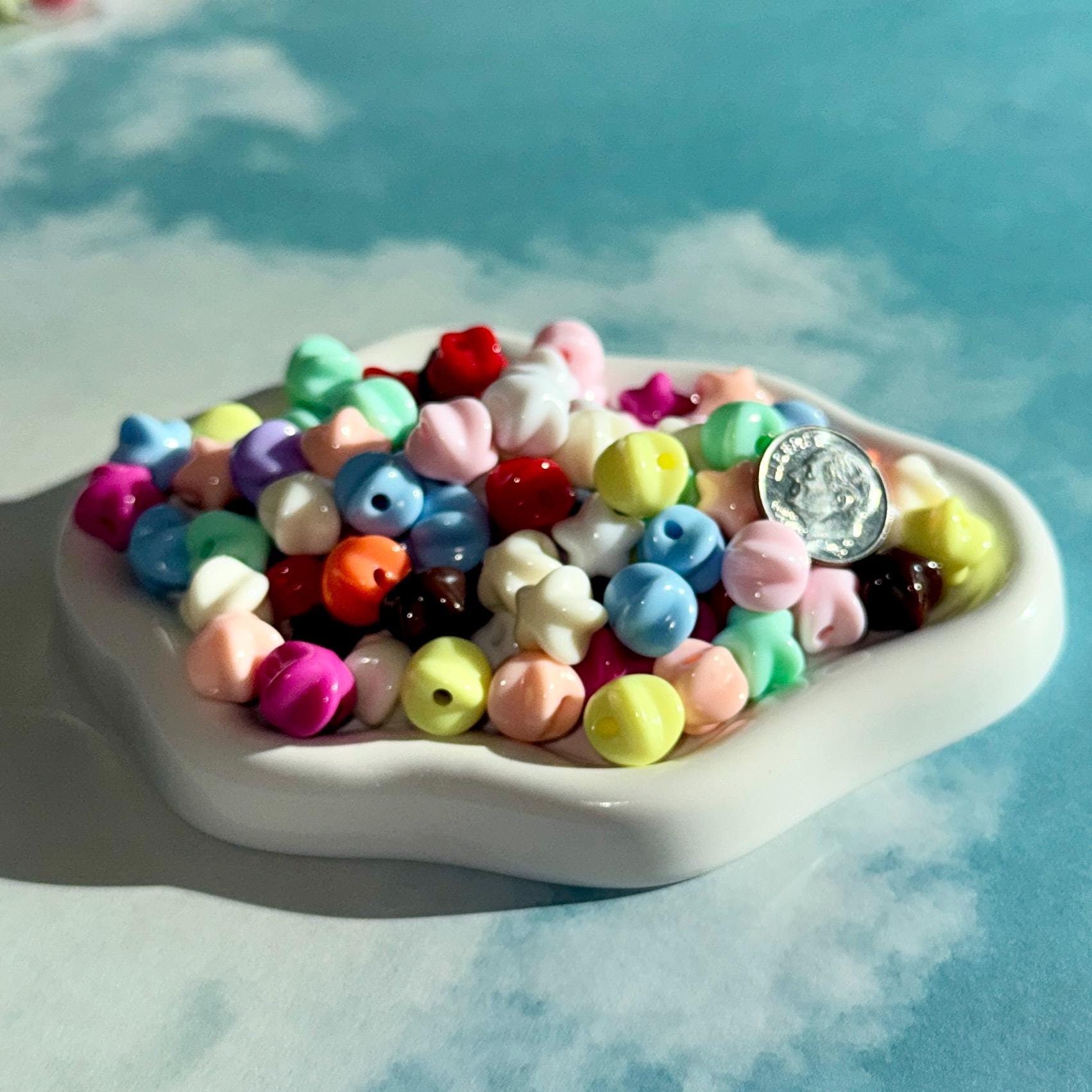 Puffy Star Beads, 11mm, Hole: 2mm for Kandi, Crafts, Necklaces, DIY Jewelry, 36pcs