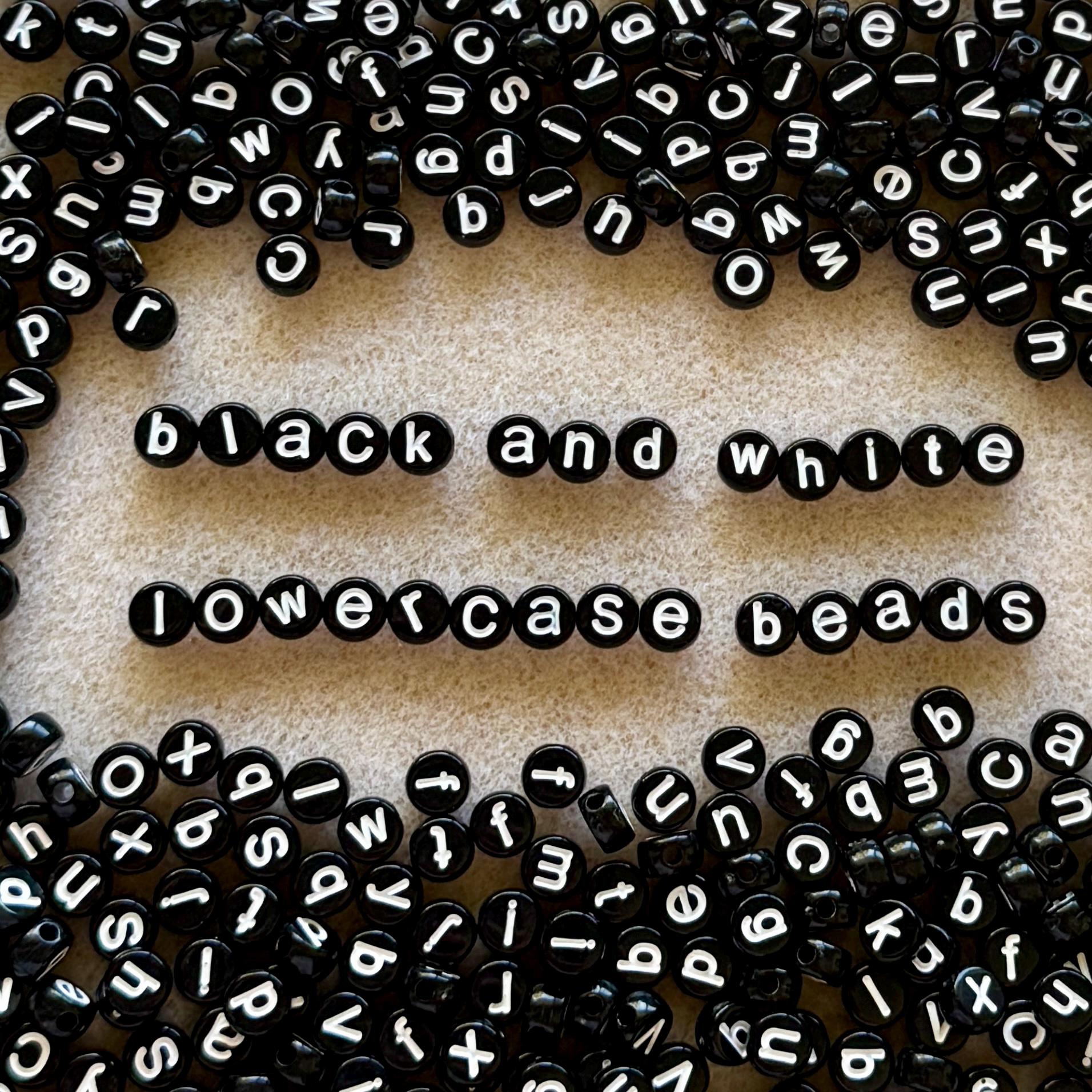 black and white lowercase beads!!! Make Unique Jewelry, Kandi, Kidcore, Teachers, Classrooms, 7mm