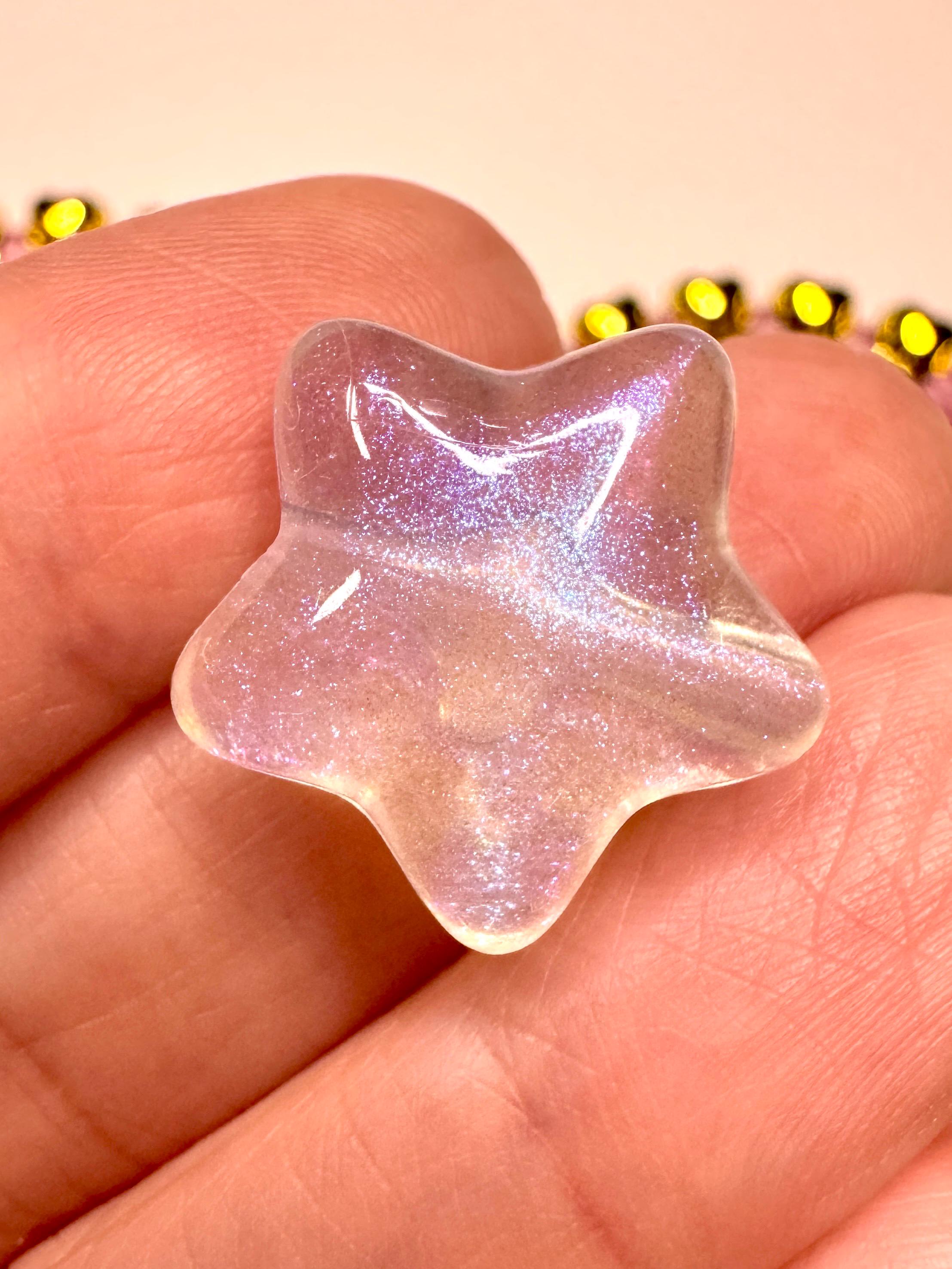 10 pcs Big Glitter Star Beads, Acrylic, 19mm, Hole: 2mm