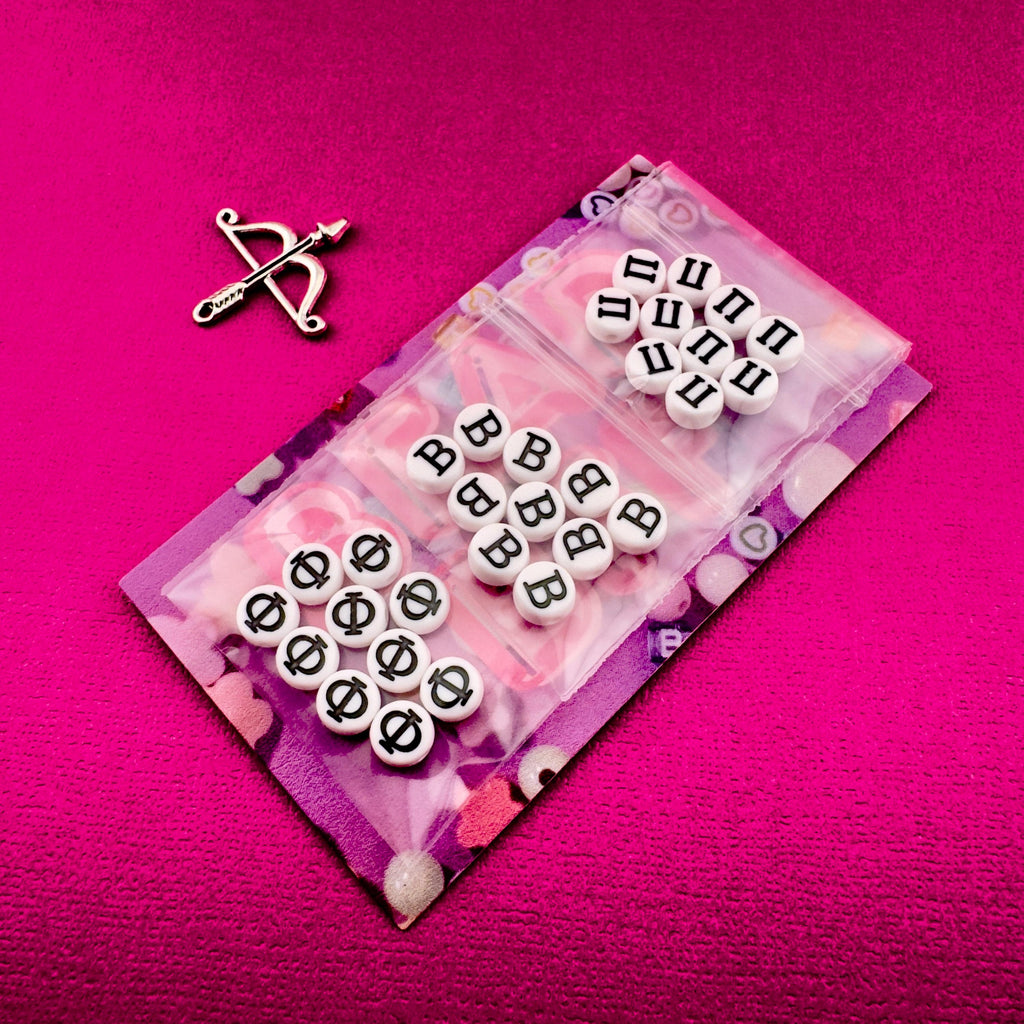 Greek Letter Beads, DIY Sorority Fraternity Jewelry (10 Sets)