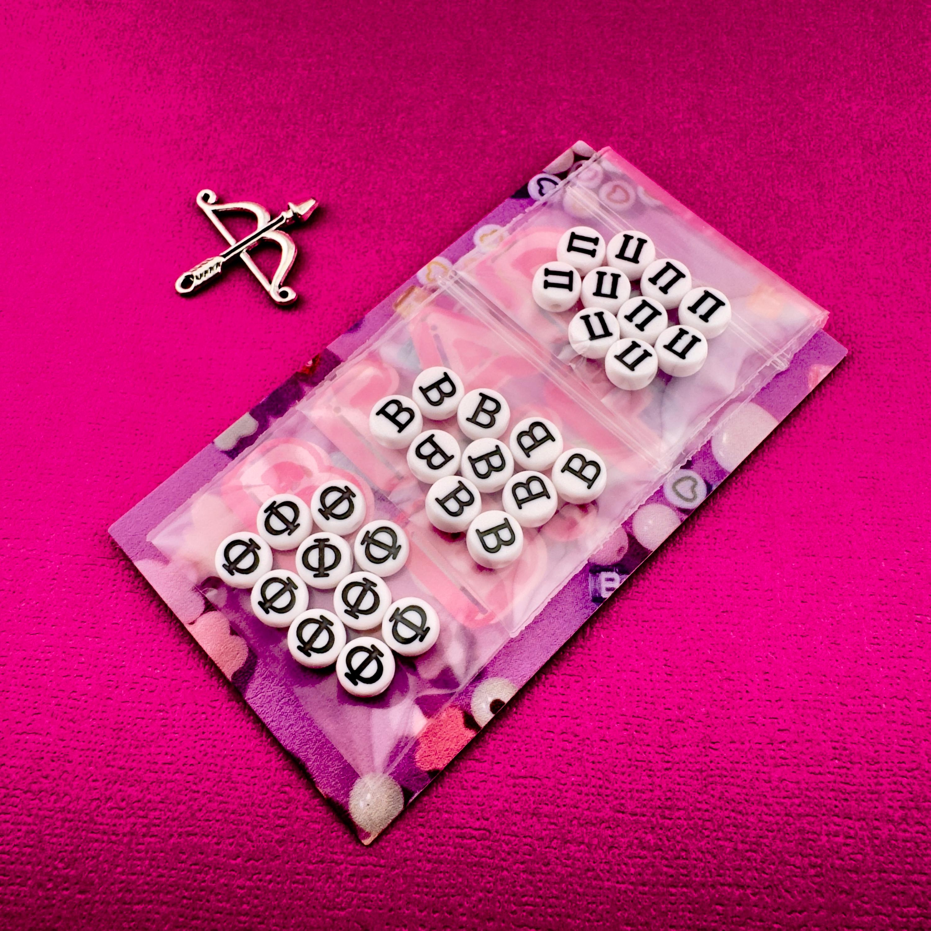 Greek Letter Beads, DIY Sorority Fraternity Jewelry (10 Sets)