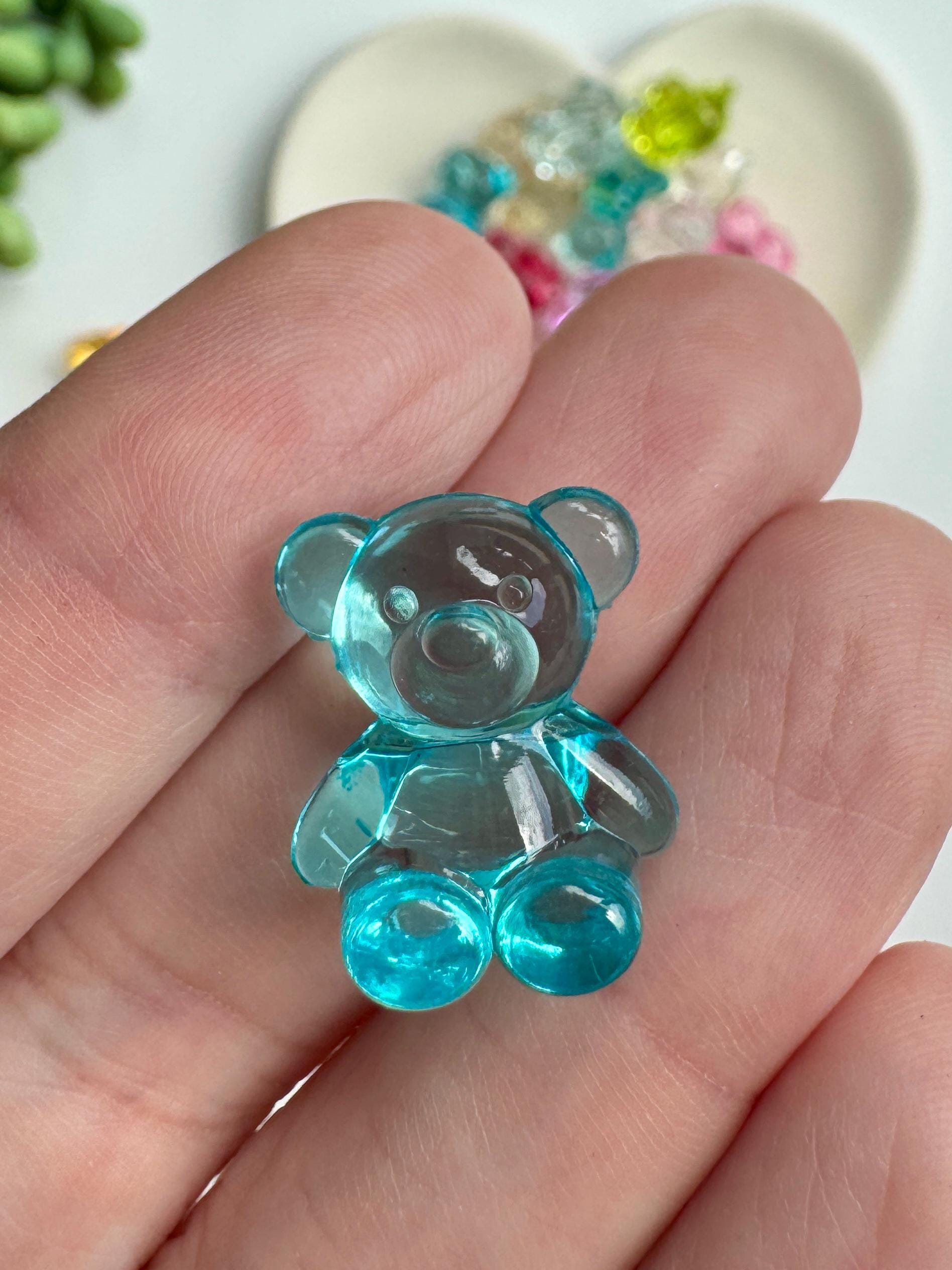 20 Transparent Bear Beads, Acrylic, Side Drilled Beads, Mixed Colors, 18.5x16x11mm, Hole: 2.5mm