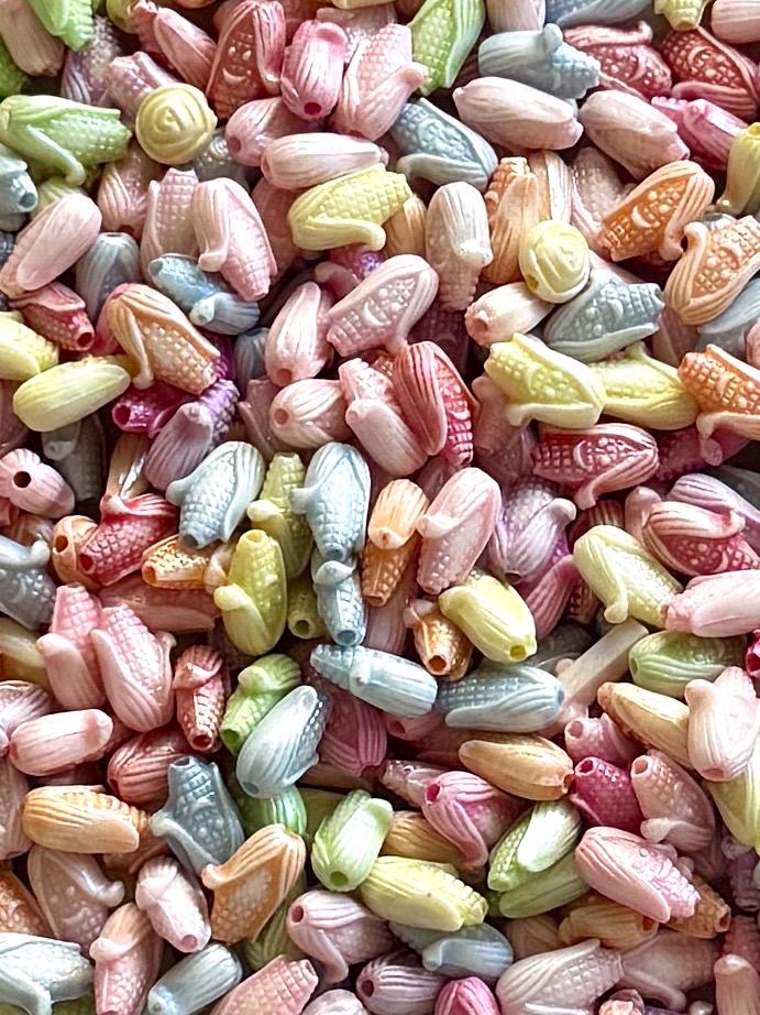 Pastel Smiling Corn Beads, Kandi Crafts, Kawaii Jewelry (100 pcs, 11.5mm)
