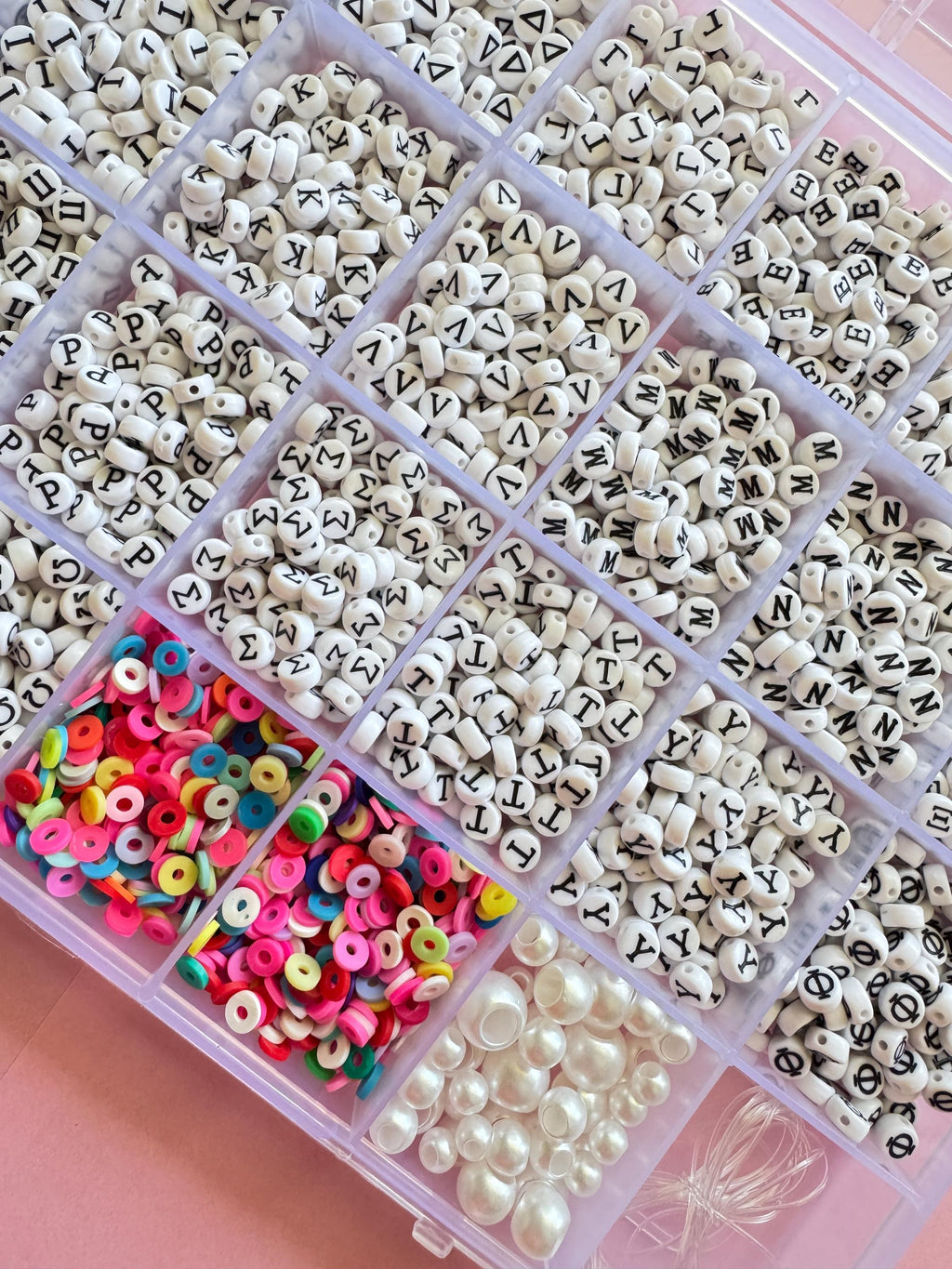 Greek Alphabet Bead Kit: Sorority Fraternity Jewelry, Friendship Bracelets (2400 pcs, 7x4mm)