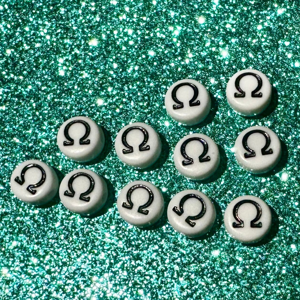 Omega Beads, 100 Greek Letters: DIY Sorority Bracelet Accessories (7mm)
