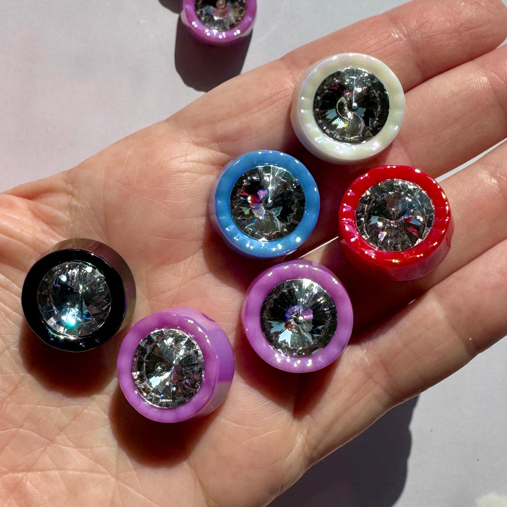 Iridescent Rhinestone Acrylic Bead for Kandi, Kawaii, DIY Jewelry (20.5mm, 2.5mm Hole), 1 piece