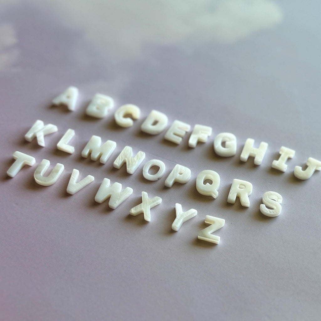 Tiny Alphabet Shell Beads, Top Drilled, 1 Piece