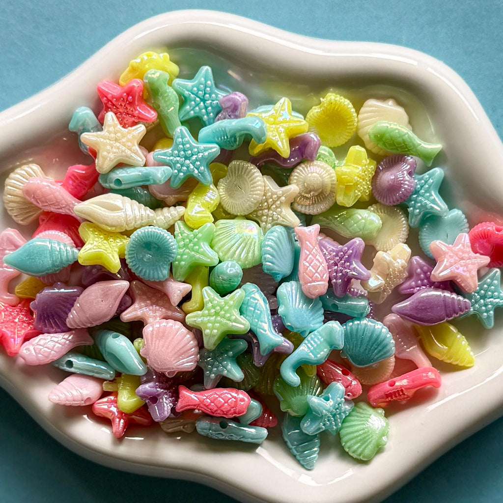 Marine Life Beads, 100 pcs, Acrylic, Hole: 1.5mm