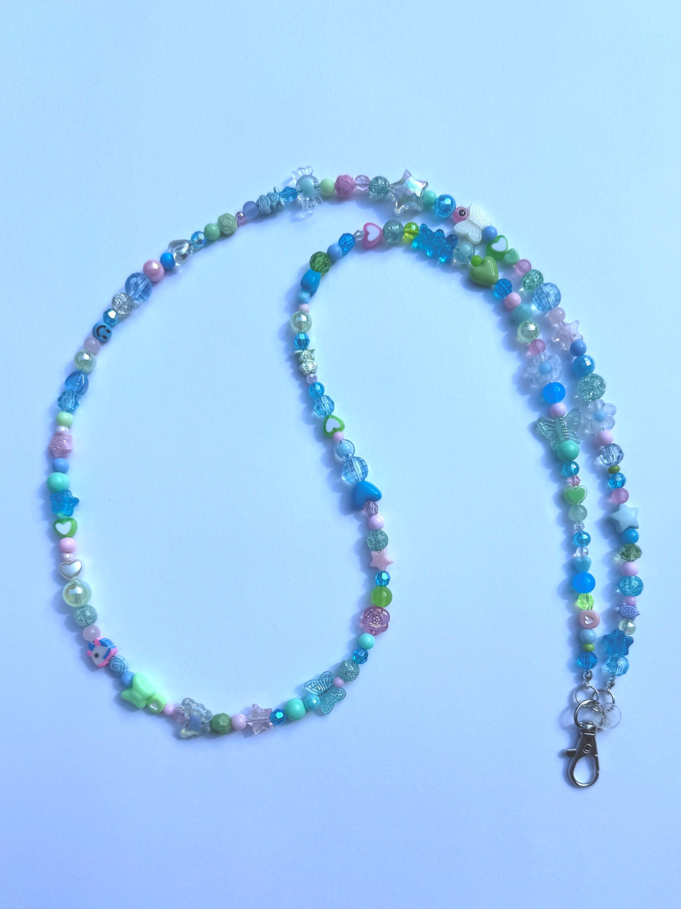 Blue, Pink, & Green Lanyard, Y2K Style, ID Badge for Teachers, Nurses, ID Badge Holders