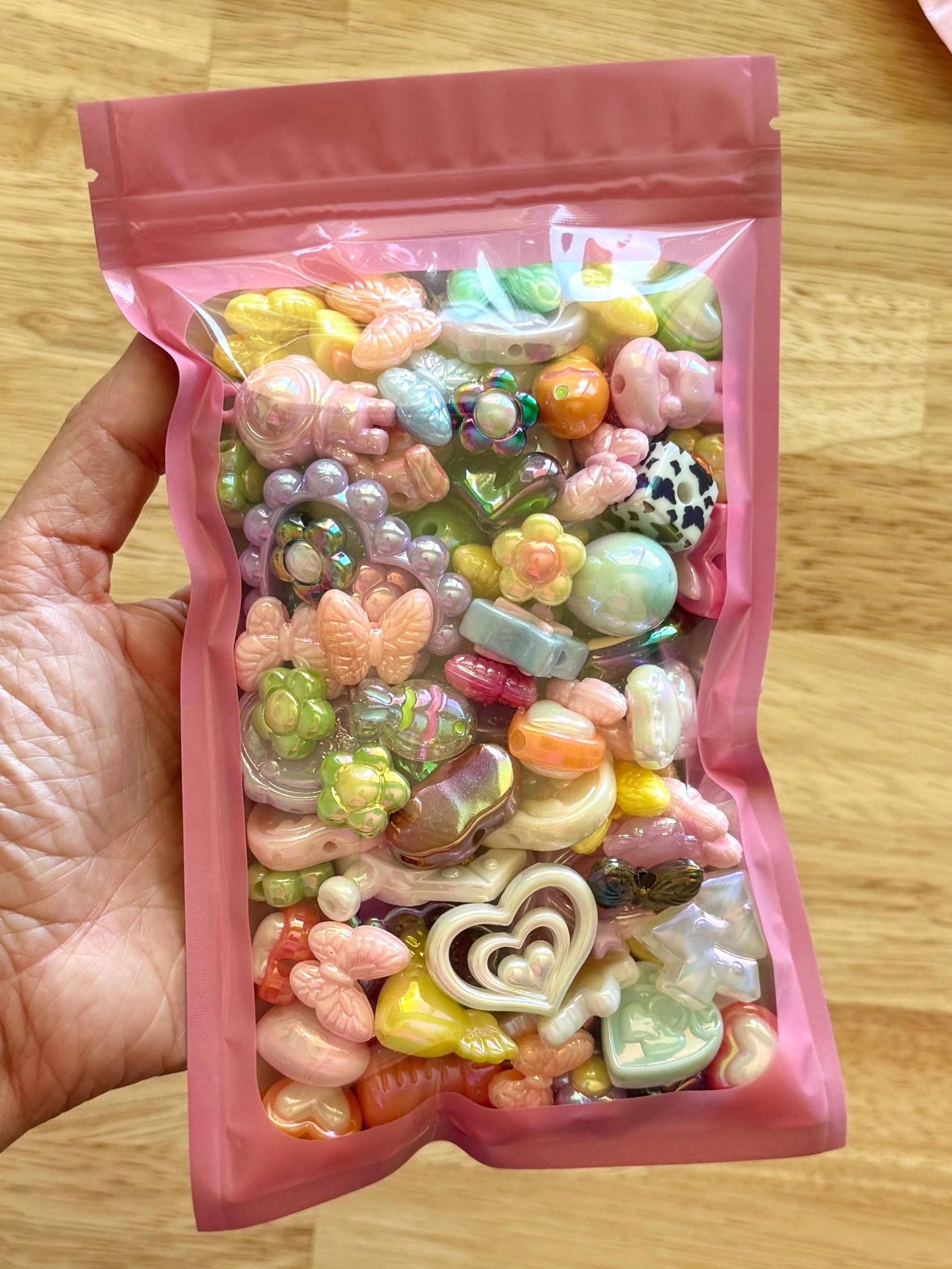 Premium Bead Mix, 100 pcs of AB Acrylic Beads, 7.8 oz