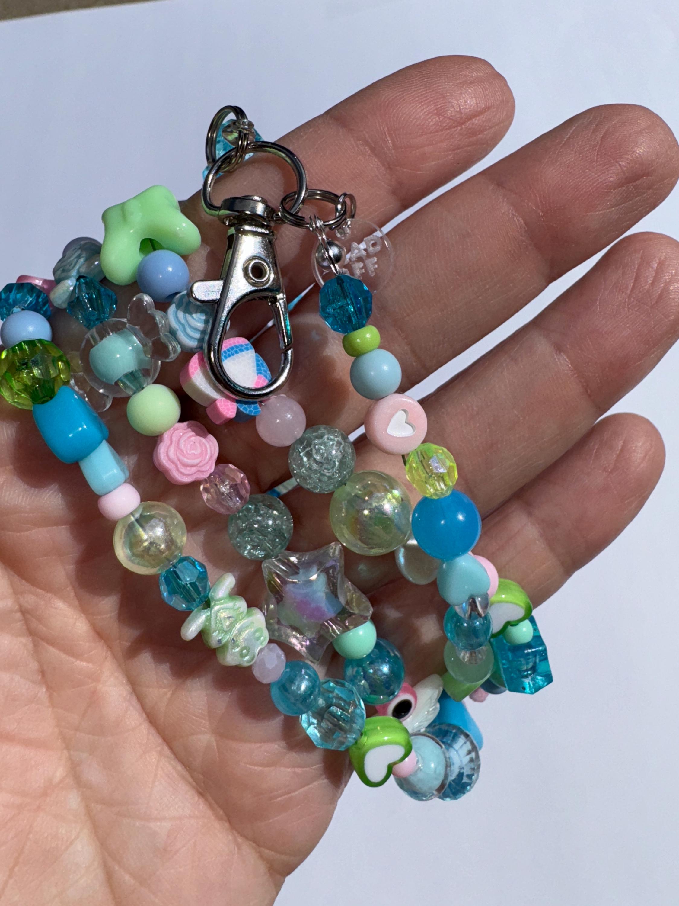 Blue, Pink, & Green Lanyard, Y2K Style, ID Badge for Teachers, Nurses, ID Badge Holders