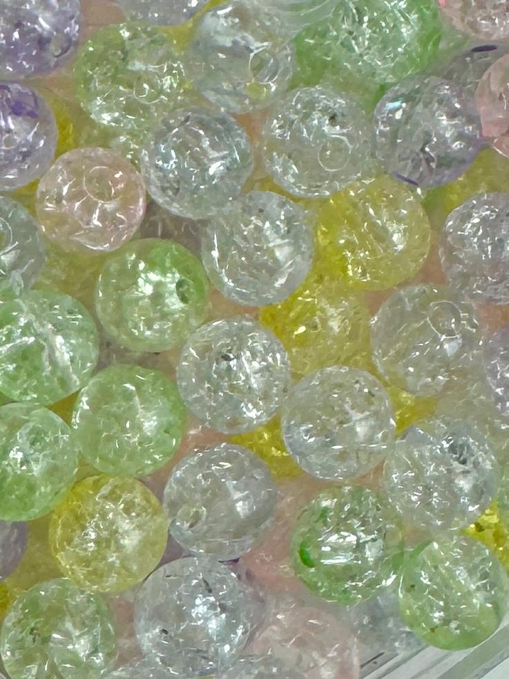 100 pcs Acrylic Crackle Beads in Heart Box, 8mm, Hole: 1.8mm