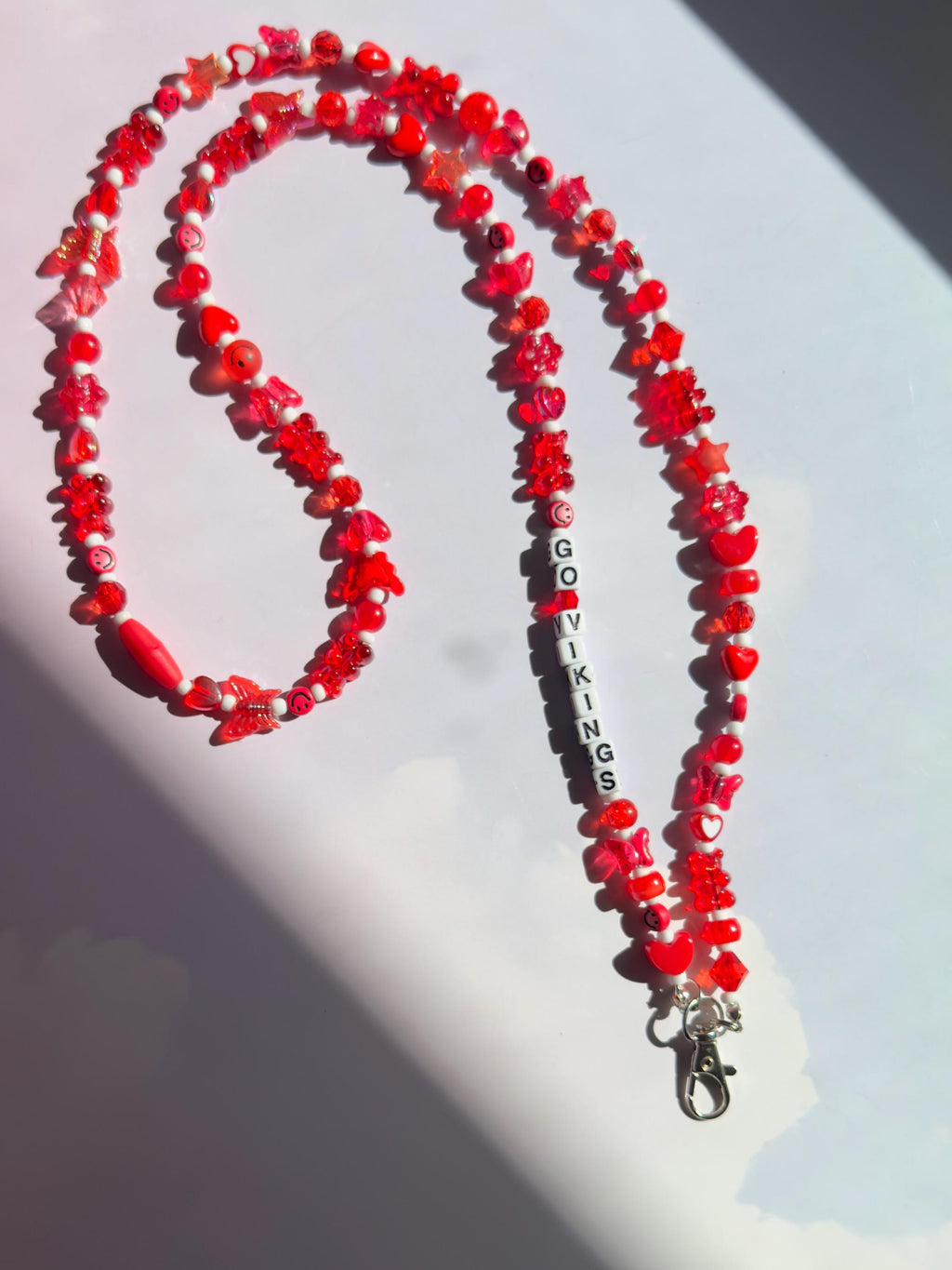 Personalized Beaded School Spirit Lanyard, Kandi Kidcore ID Badge Holder