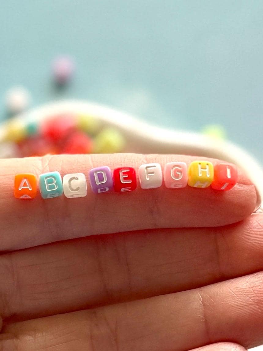 Tiny 4mm Cube Letter Beads, Hole: 2mm for DIY Kandi, Kids, Crafts