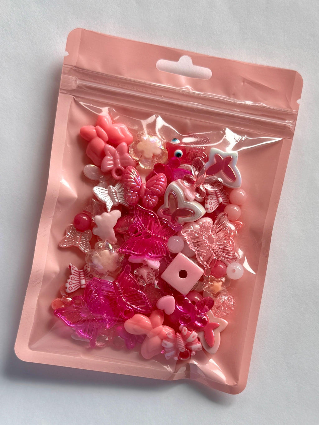 Butterfly Bead and Charm Mix, Acrylic, Pastel Y2K Bead Set, 100 pcs