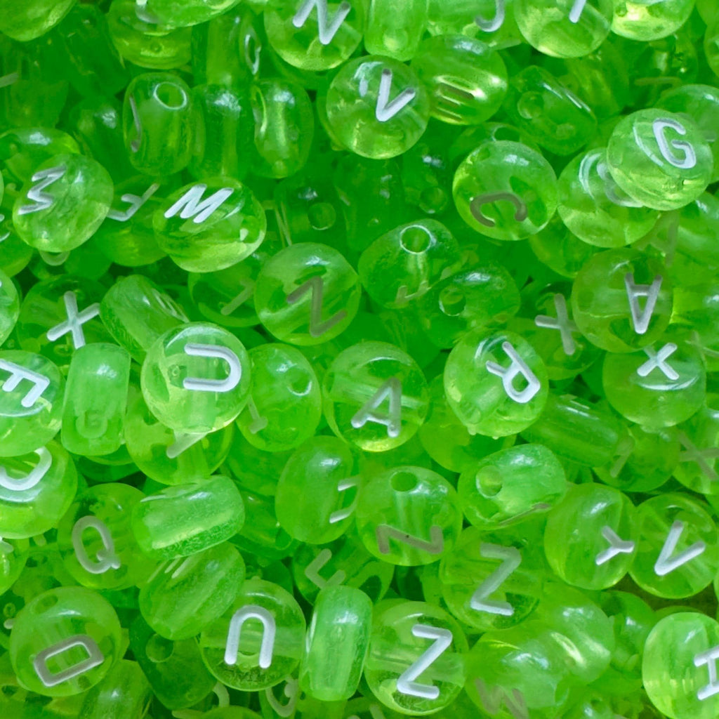 Alphabet Bead Kit (2600 pc): Translucent Green Acrylic Beads for Kandi + DIY Crafts