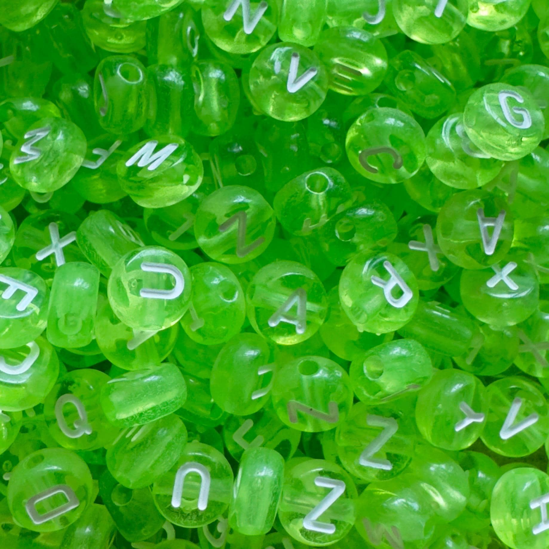 Alphabet Bead Kit (2600 pc): Translucent Green Acrylic Beads for Kandi + DIY Crafts