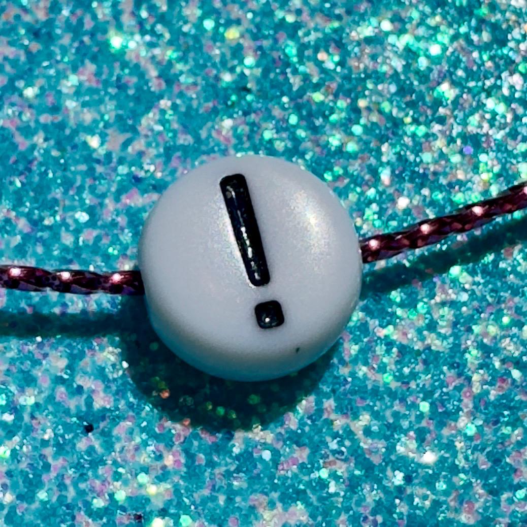 100 Punctuation Symbol Beads: White Acrylic 7mm Question Mark & Exclamation Point