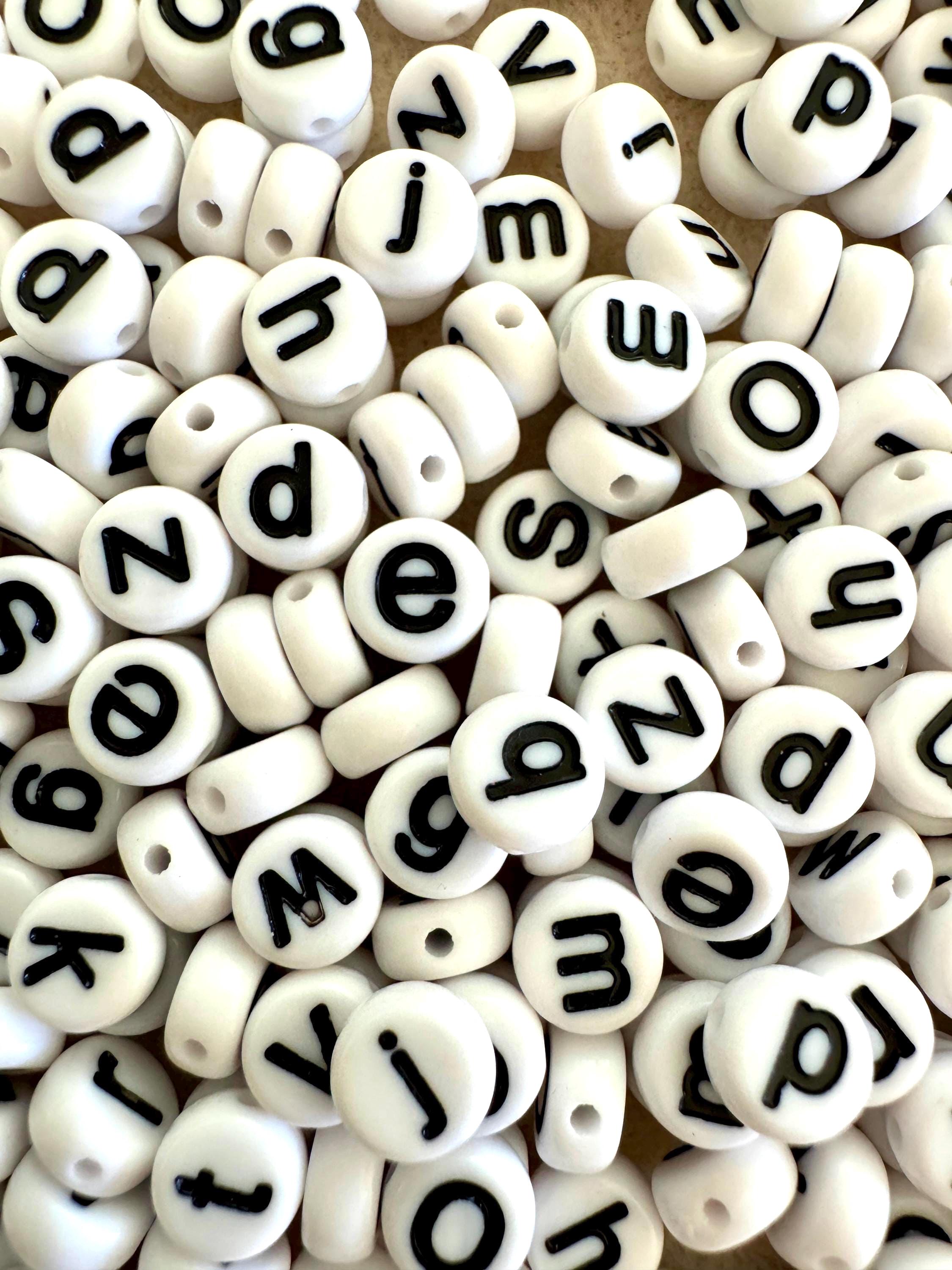 Lowercase White Acrylic Letter Beads, 7x4mm, DIY Jewelry, 5/10 pcs of Same Letter
