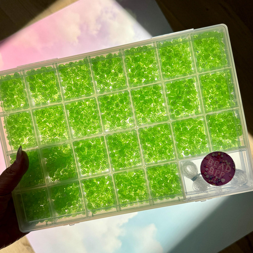 Alphabet Bead Kit (2600 pc): Translucent Green Acrylic Beads for Kandi + DIY Crafts