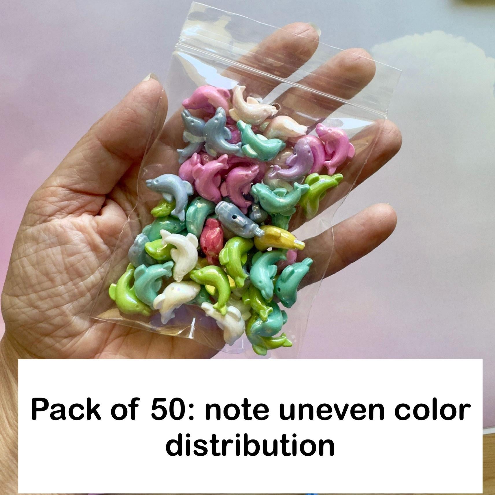 Iridescent Dolphin Beads: AB Finish Acrylic Charms for DIY Crafts