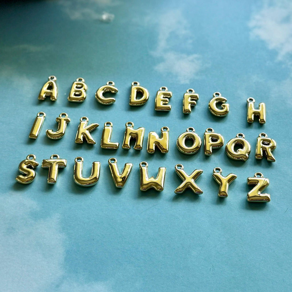Custom Initial Keychain, Gold, Acrylic, Chunky Bubble Letters for Purse & Bag Charms