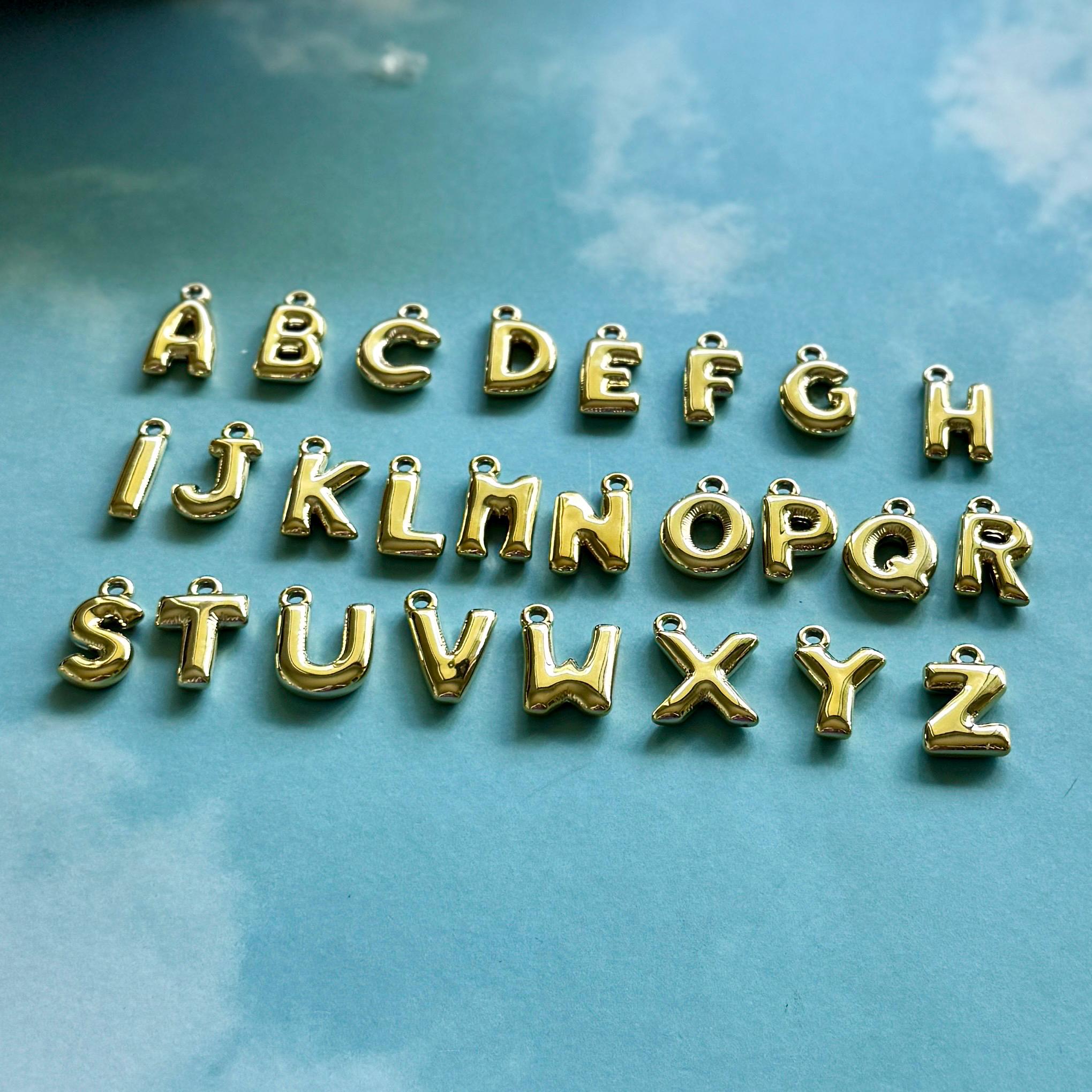 Custom Initial Keychain, Gold, Acrylic, Chunky Bubble Letters for Purse & Bag Charms