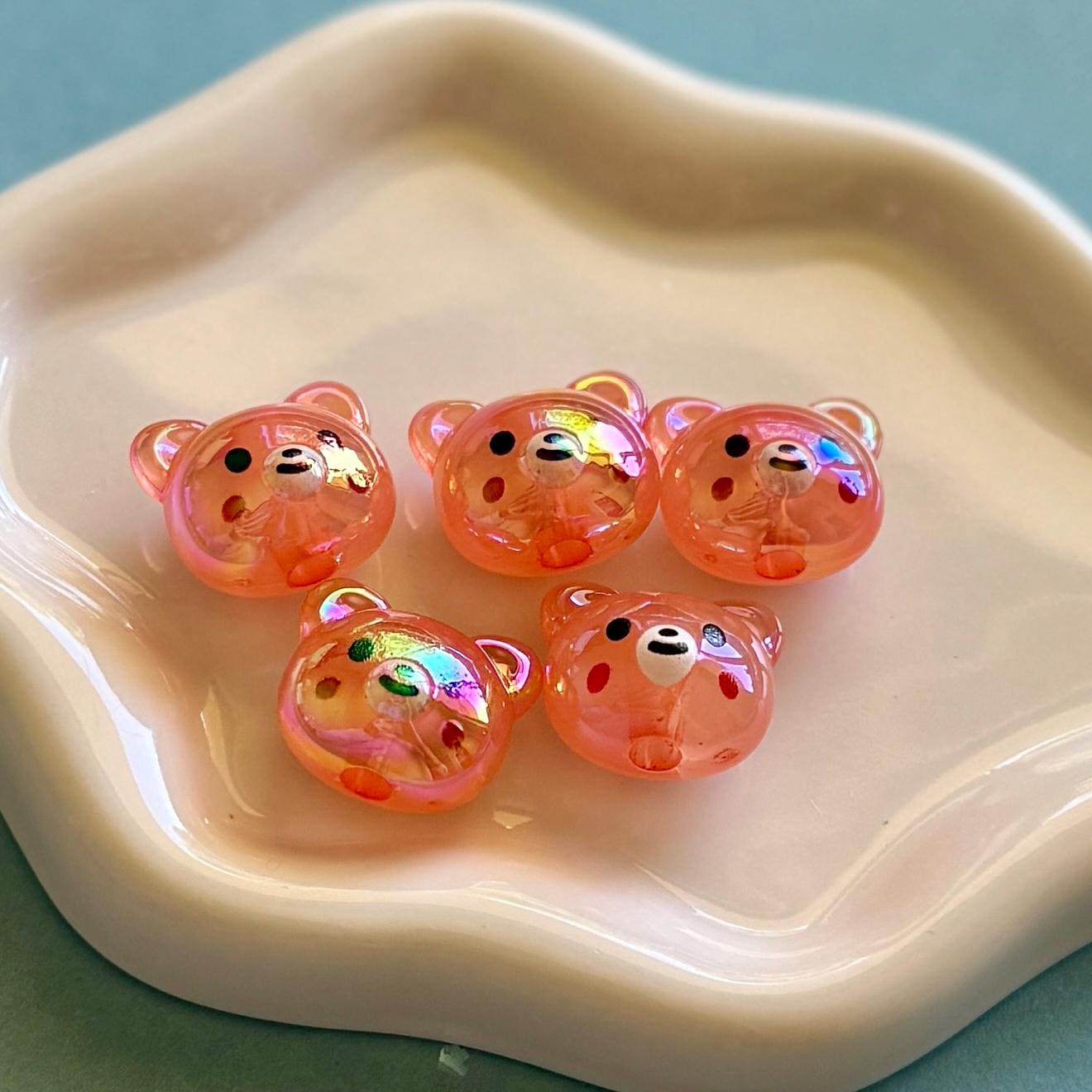AB Bear Beads, Acrylic, 16.5, Hole: 3.5mm, 5 pcs