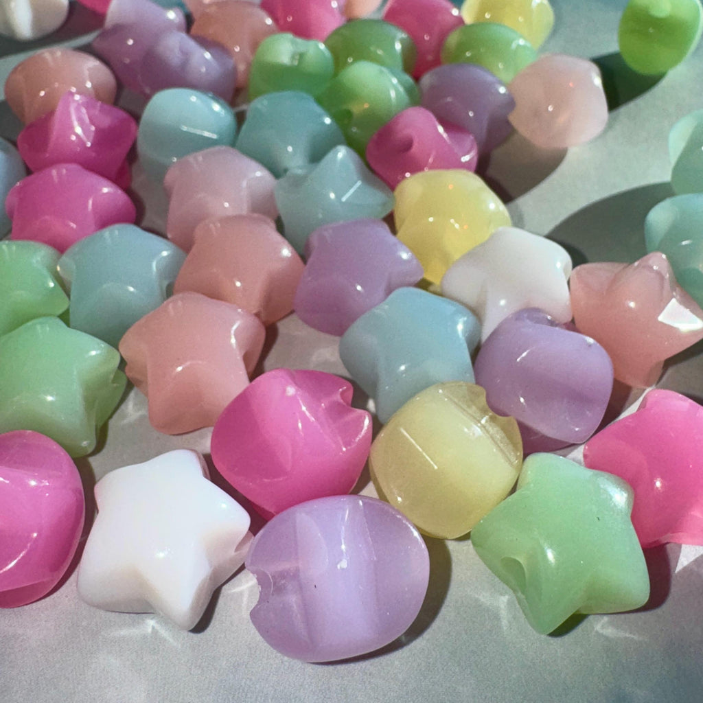 Milky Jelly Star Beads, Kandi Craft Supplies (20 pcs)