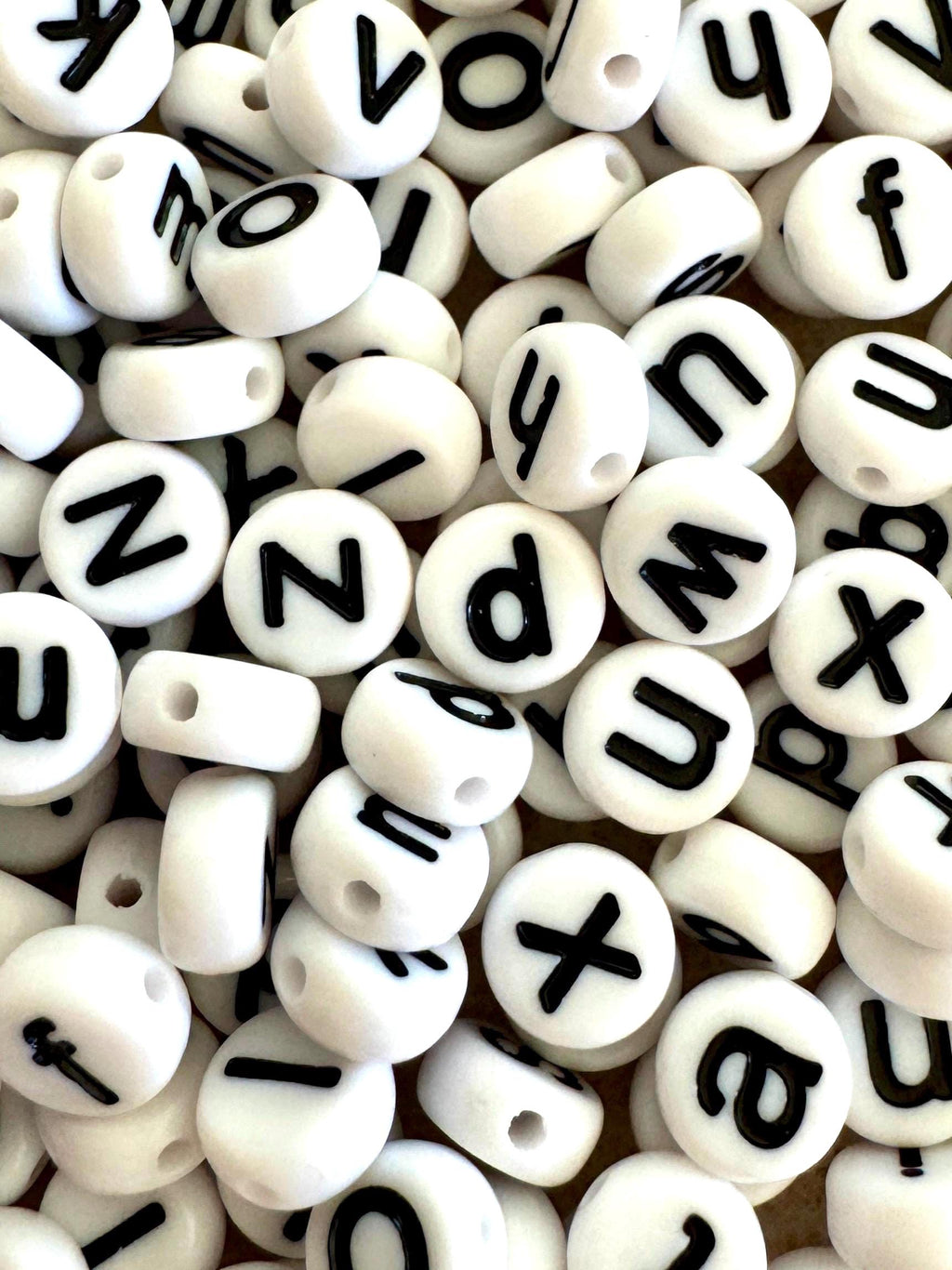 Lowercase White Acrylic Letter Beads, 7x4mm, DIY Jewelry, 5/10 pcs of Same Letter