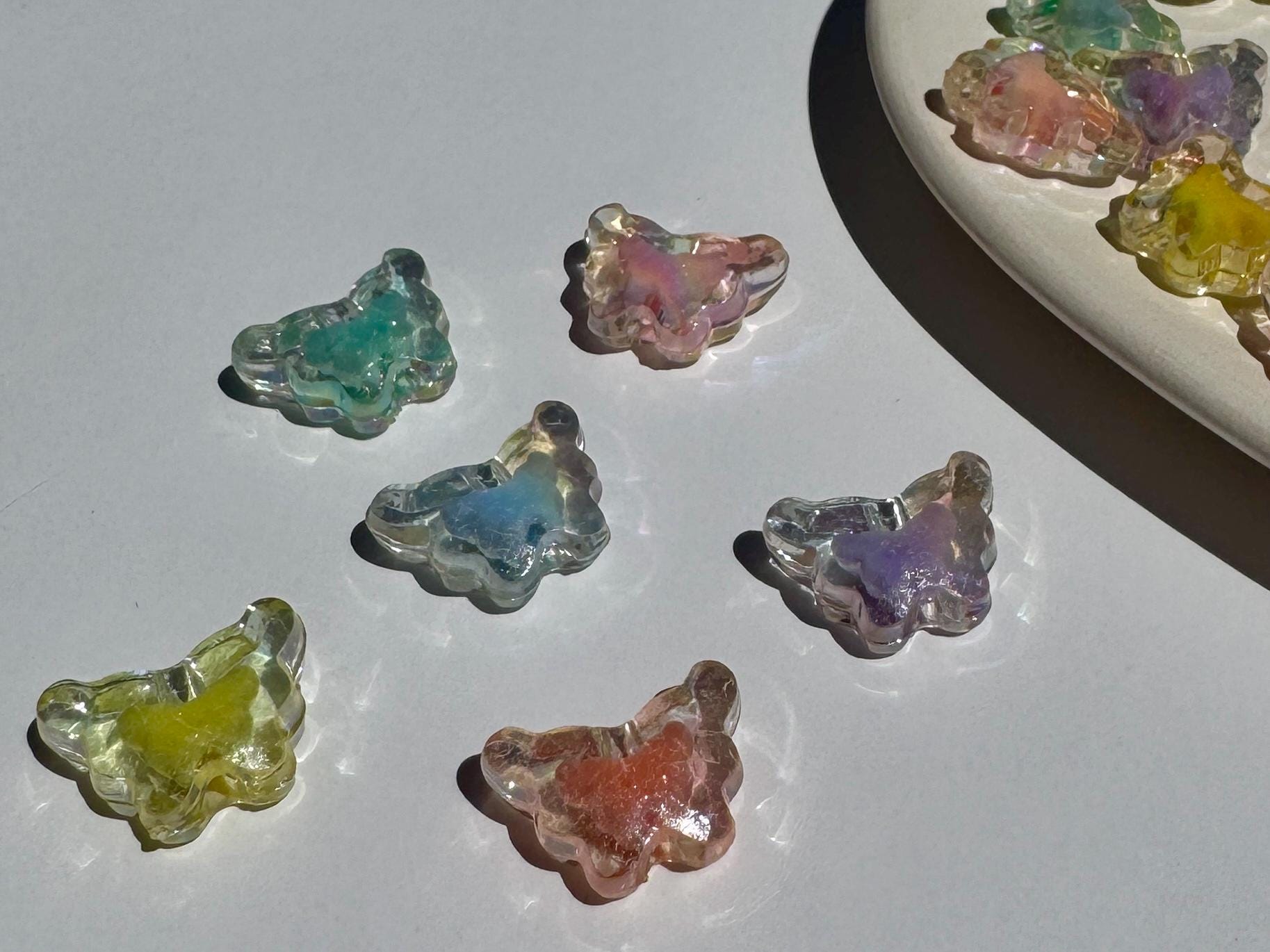 Pastel Double Butterfly Beads, Two-Tone, Kandi Kawaii Colors, Acrylic, 11mm
