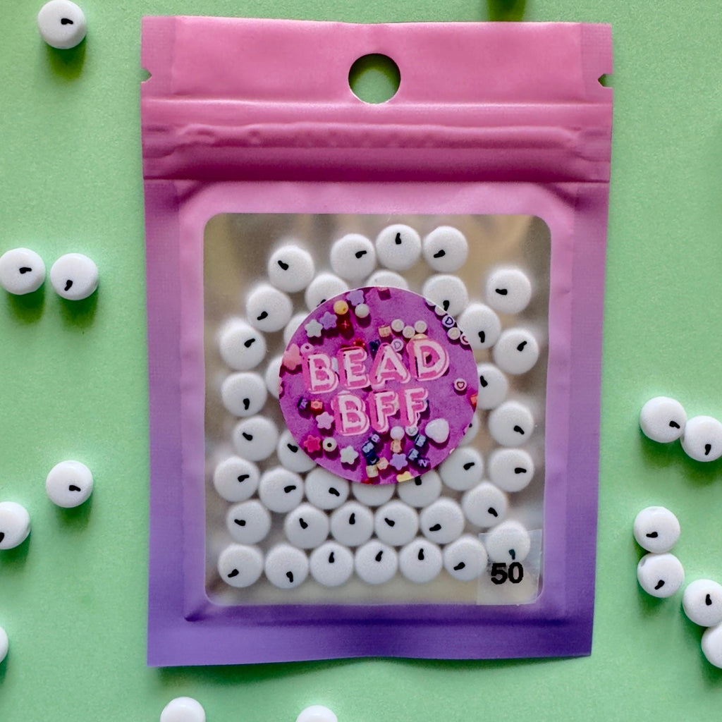 Comma Punctuation Beads: White Acrylic DIY Jewelry (7x4mm)