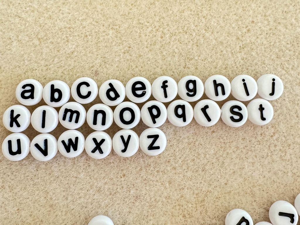 Lowercase White Acrylic Letter Beads, 7x4mm, DIY Jewelry, 5/10 pcs of Same Letter