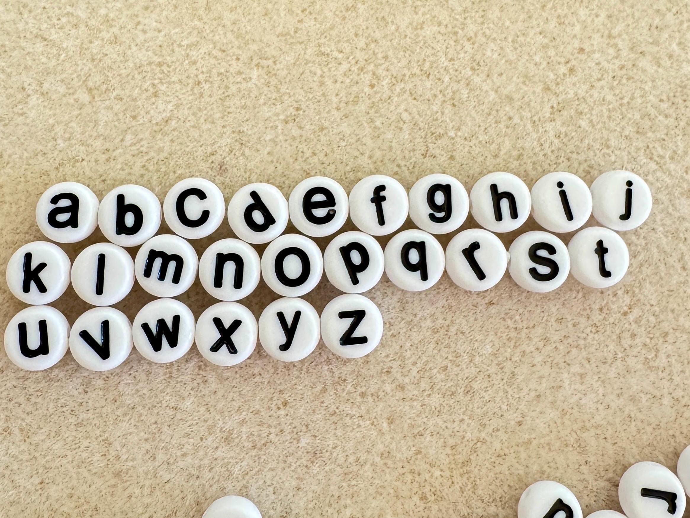 Lowercase White Acrylic Letter Beads, 7x4mm, DIY Jewelry, 5/10 pcs of Same Letter