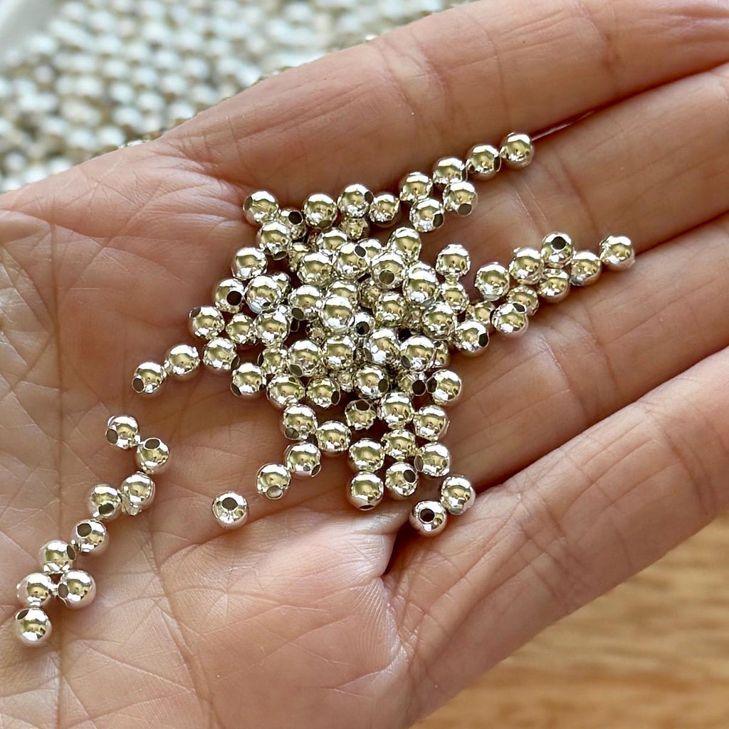 4mm Tiny Silver Metal Spacer Beads, 100 pcs