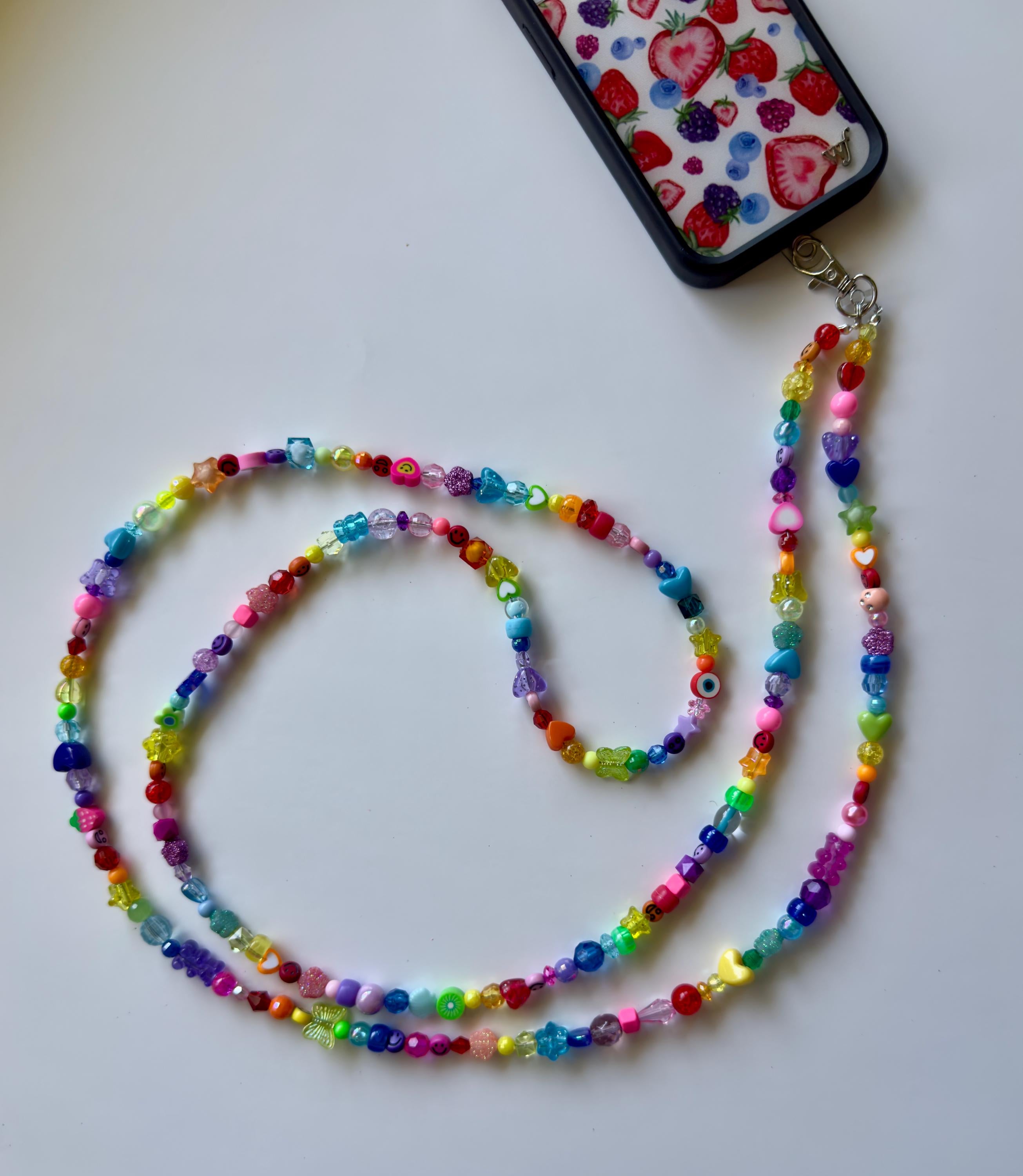 Custom Beaded Phone Strap: Y2K Kandi Kidcore Crossbody, 27"